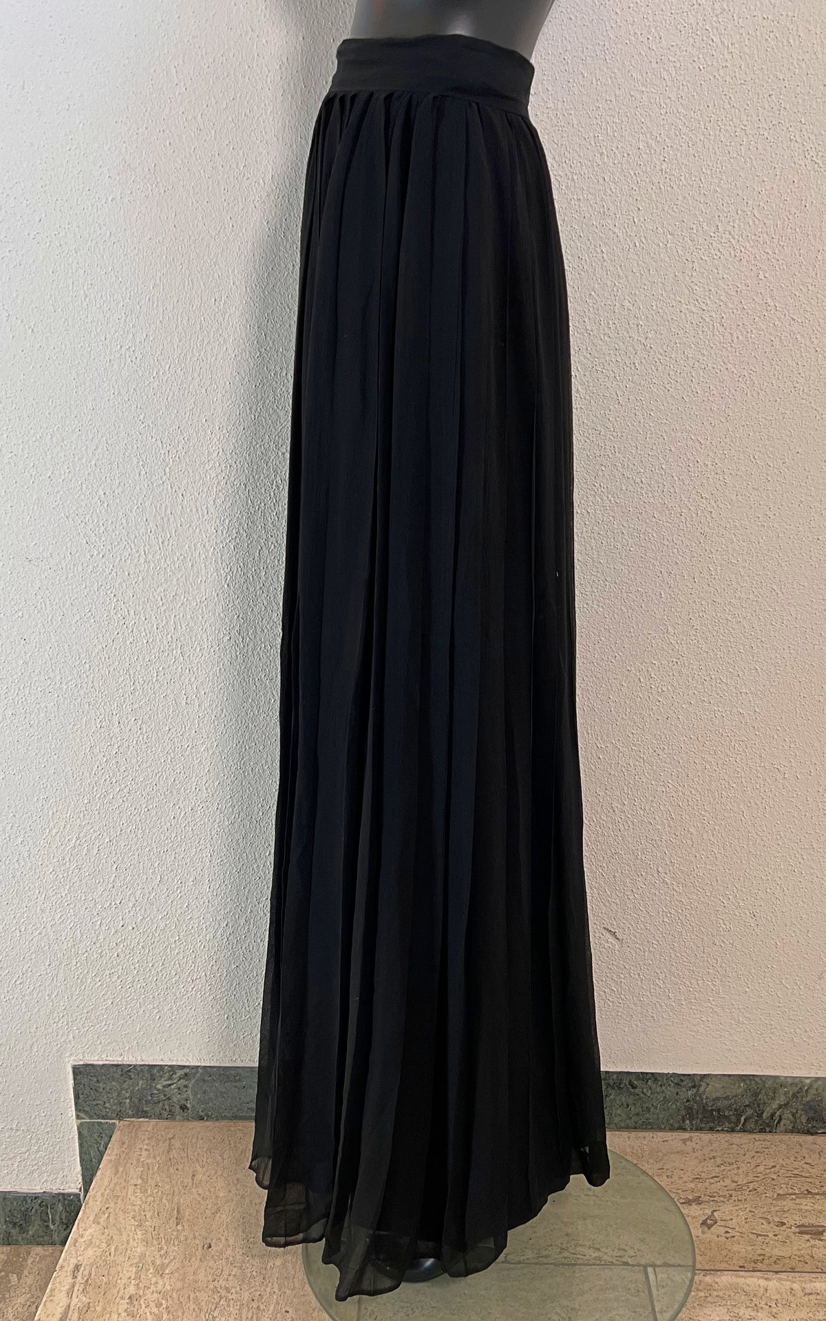 Vintage Pleated Maxi Silk Skirt