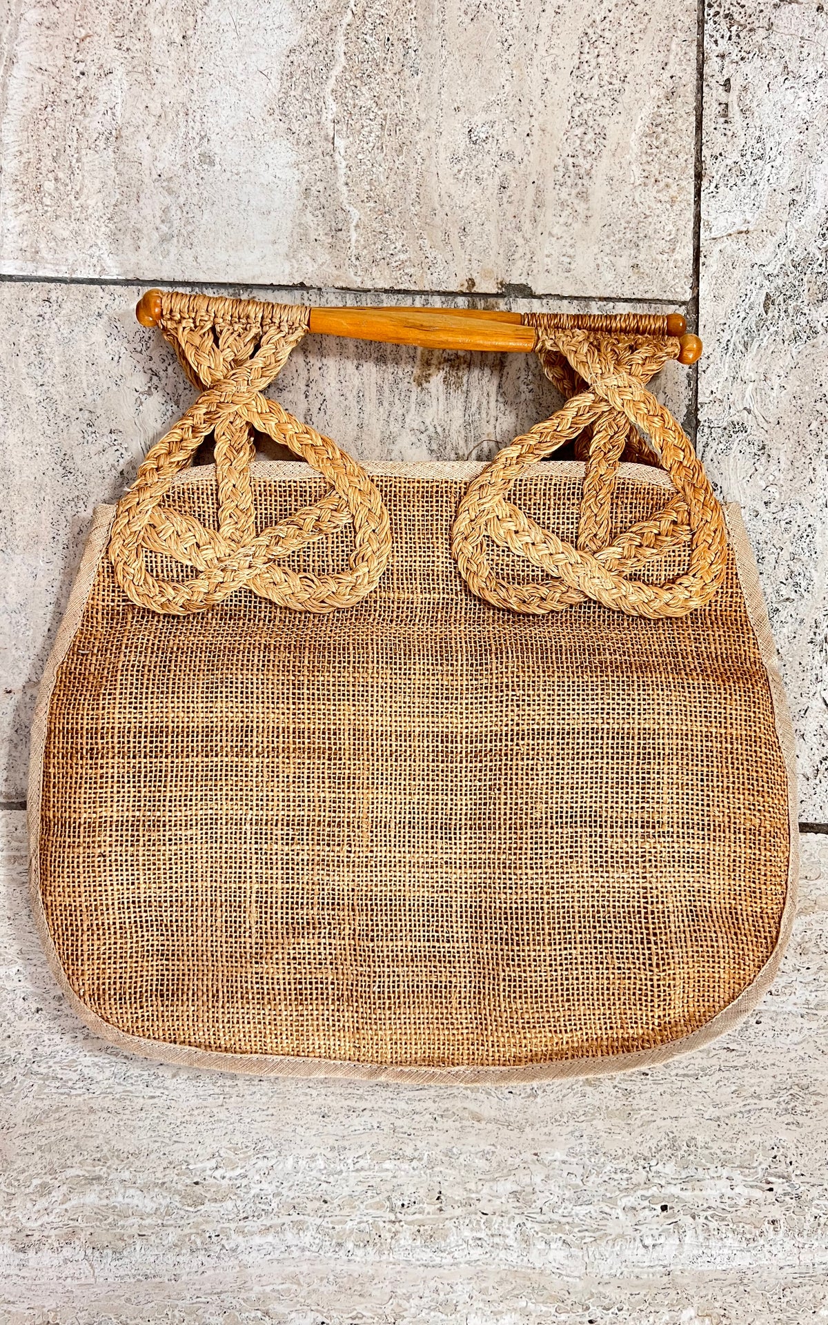 Vintage 70s Raffia Bamboo Handbag