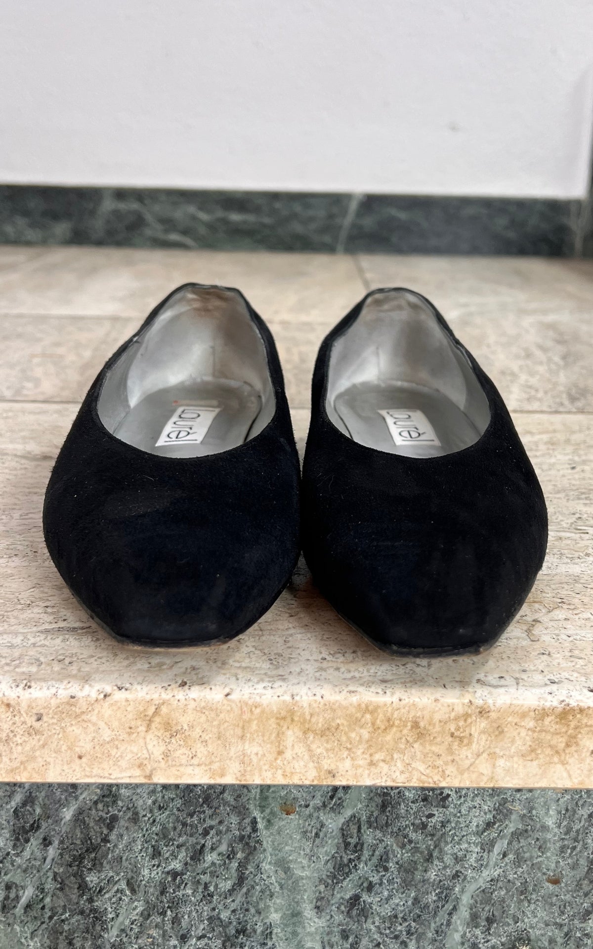 Vintage Laurel Black Suede Ballet Flats 40