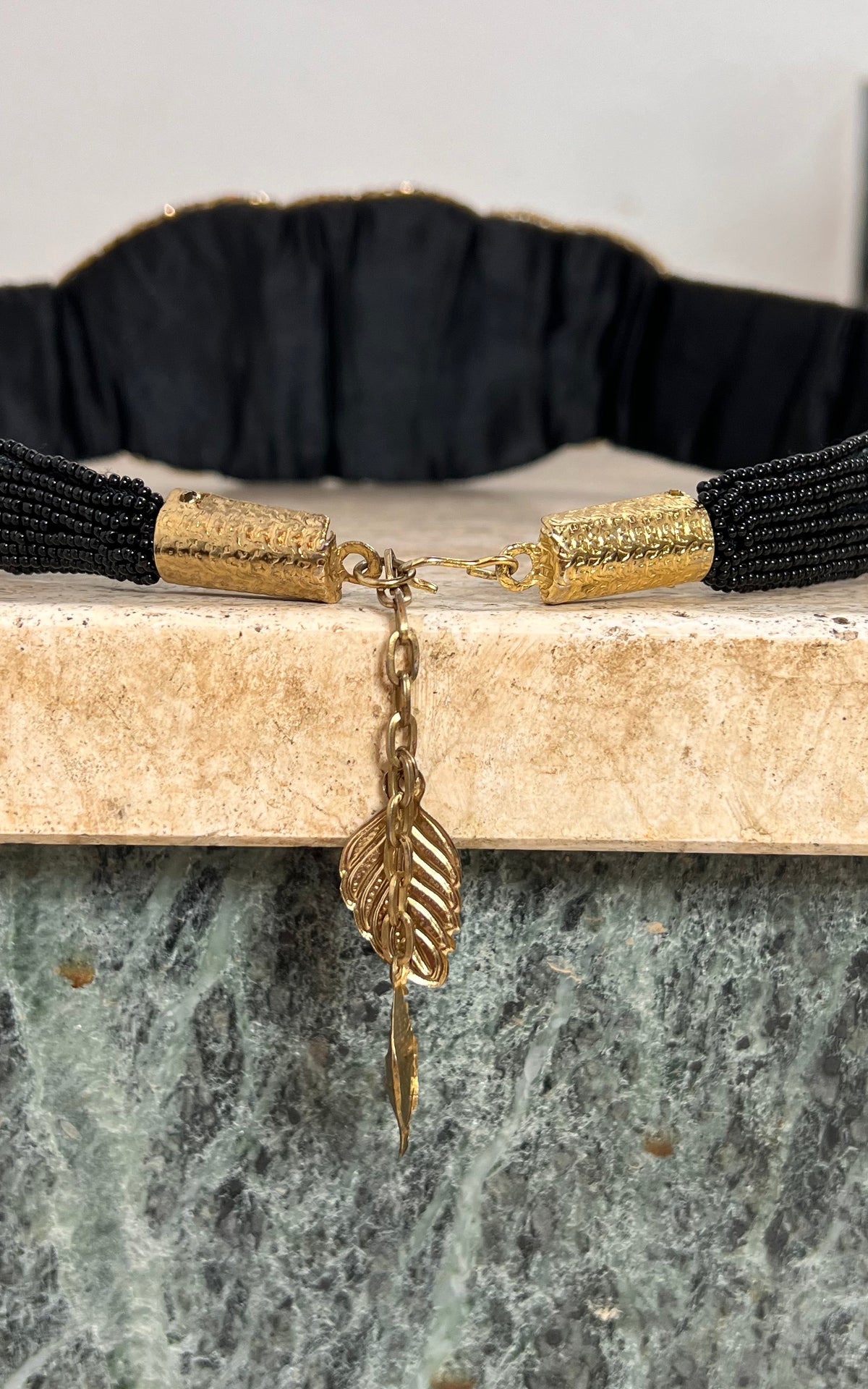 Vintage 70s Beaded Floral Waist Belt