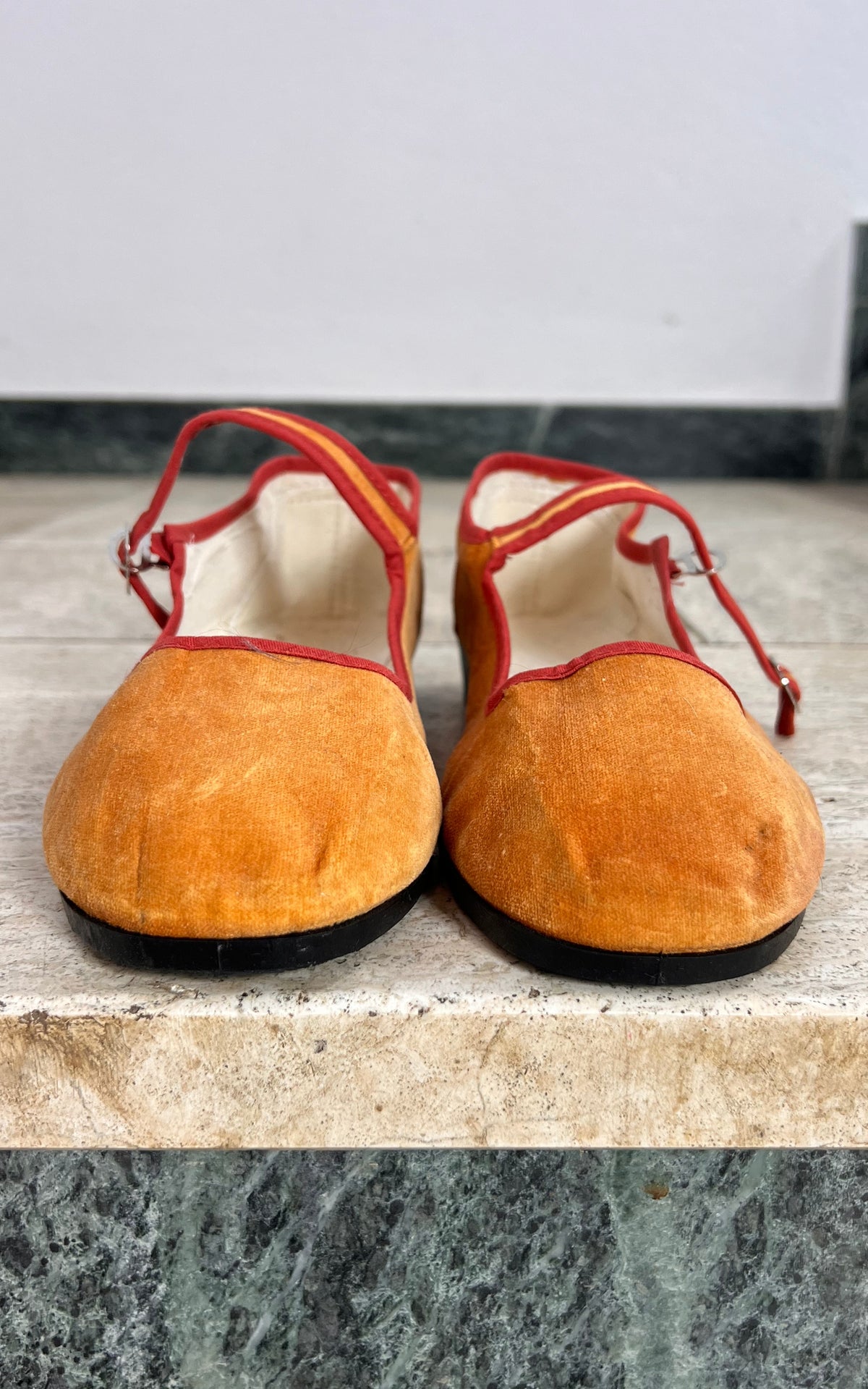 Vintage 90s Velvet Chinese Ballet Flats 40