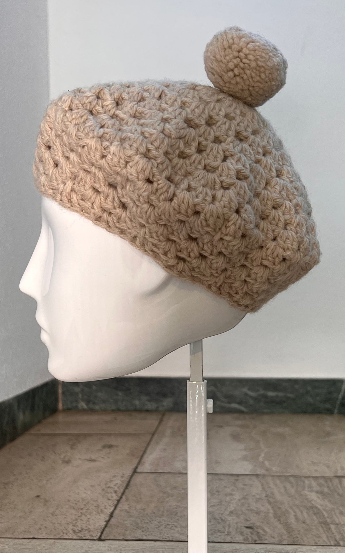 Vintage Crochet Pom Pom Beret
