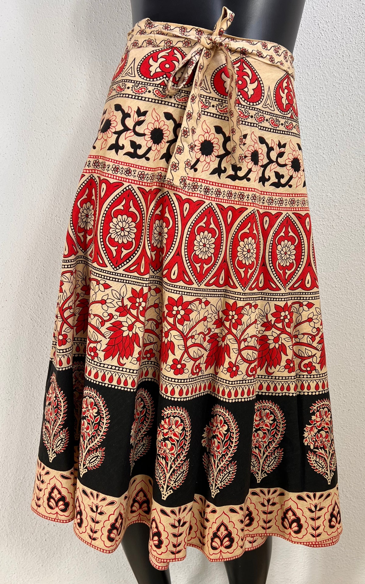 Vintage 70s Block Print Wrap Skirt
