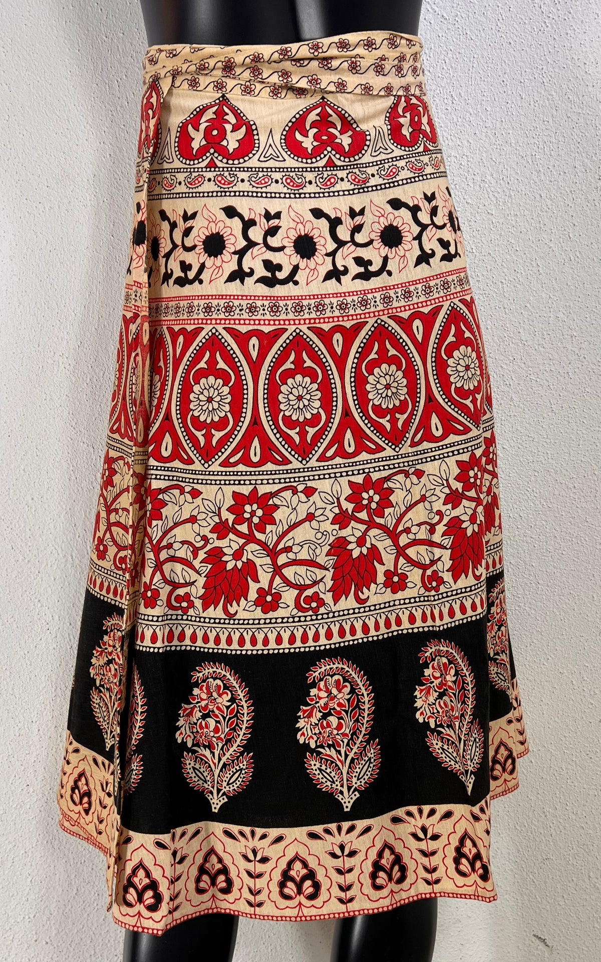 Vintage 70s Block Print Wrap Skirt
