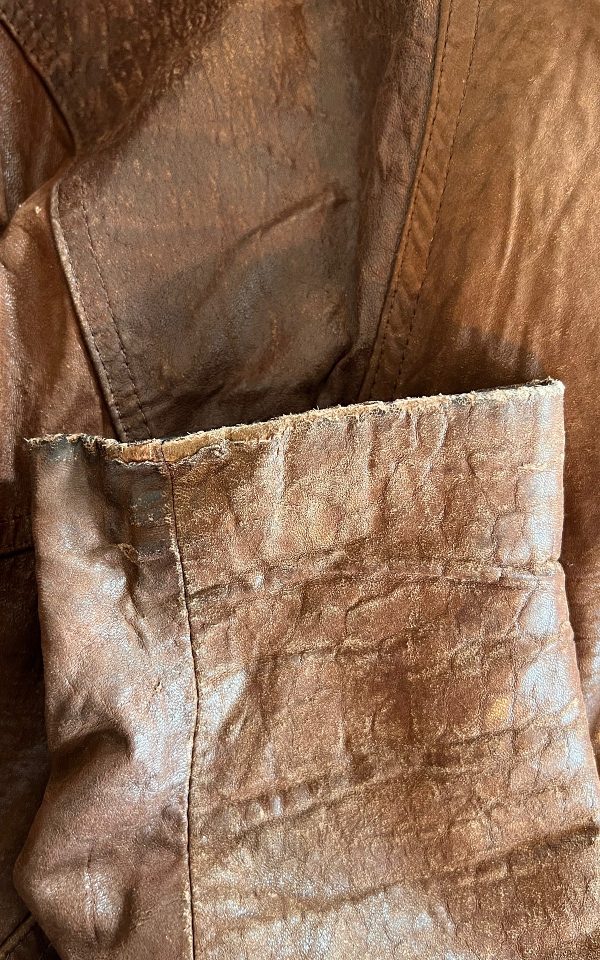 Vintage Distressed Oversize Leather Biker Jacket