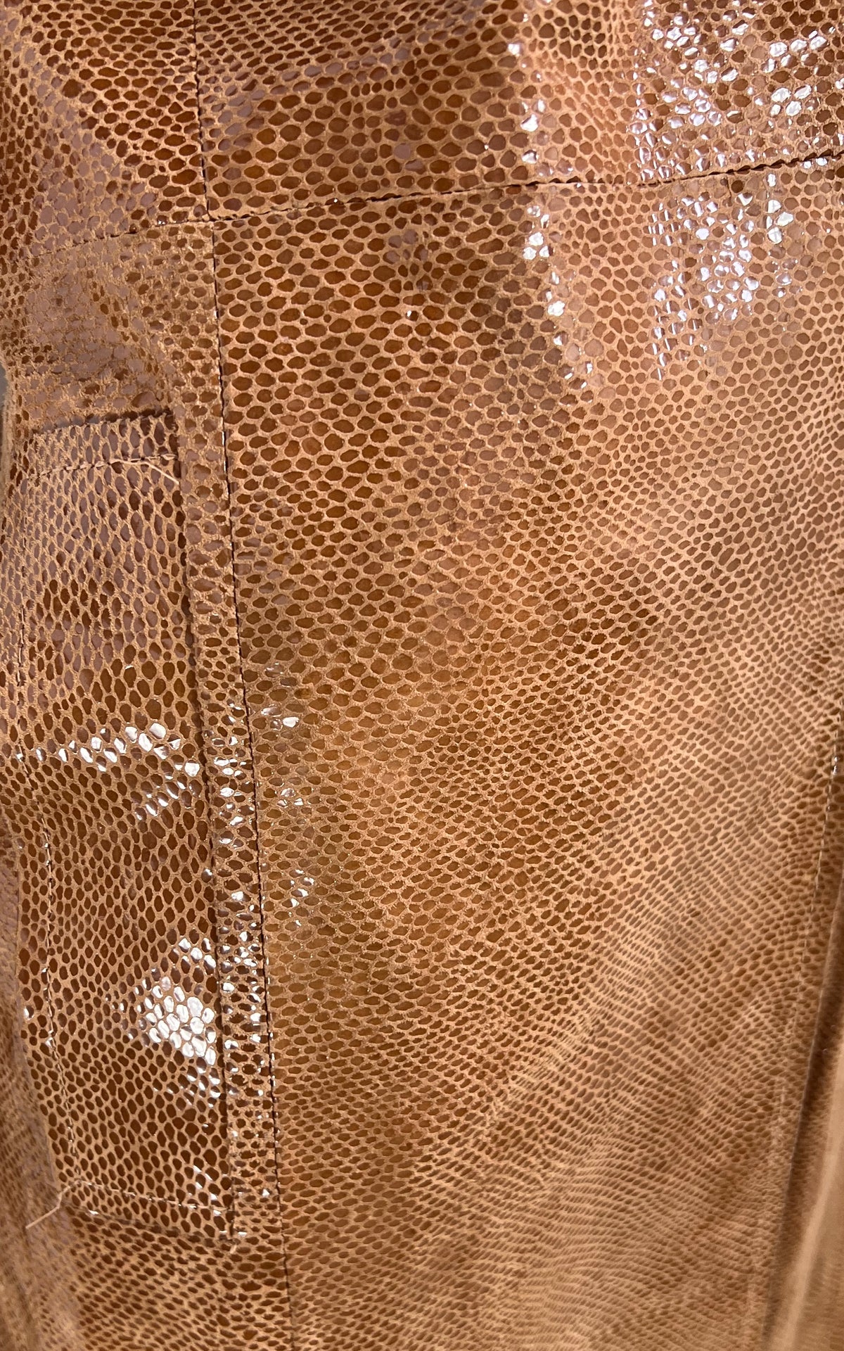 Vintage Shiny Real Leather Coat