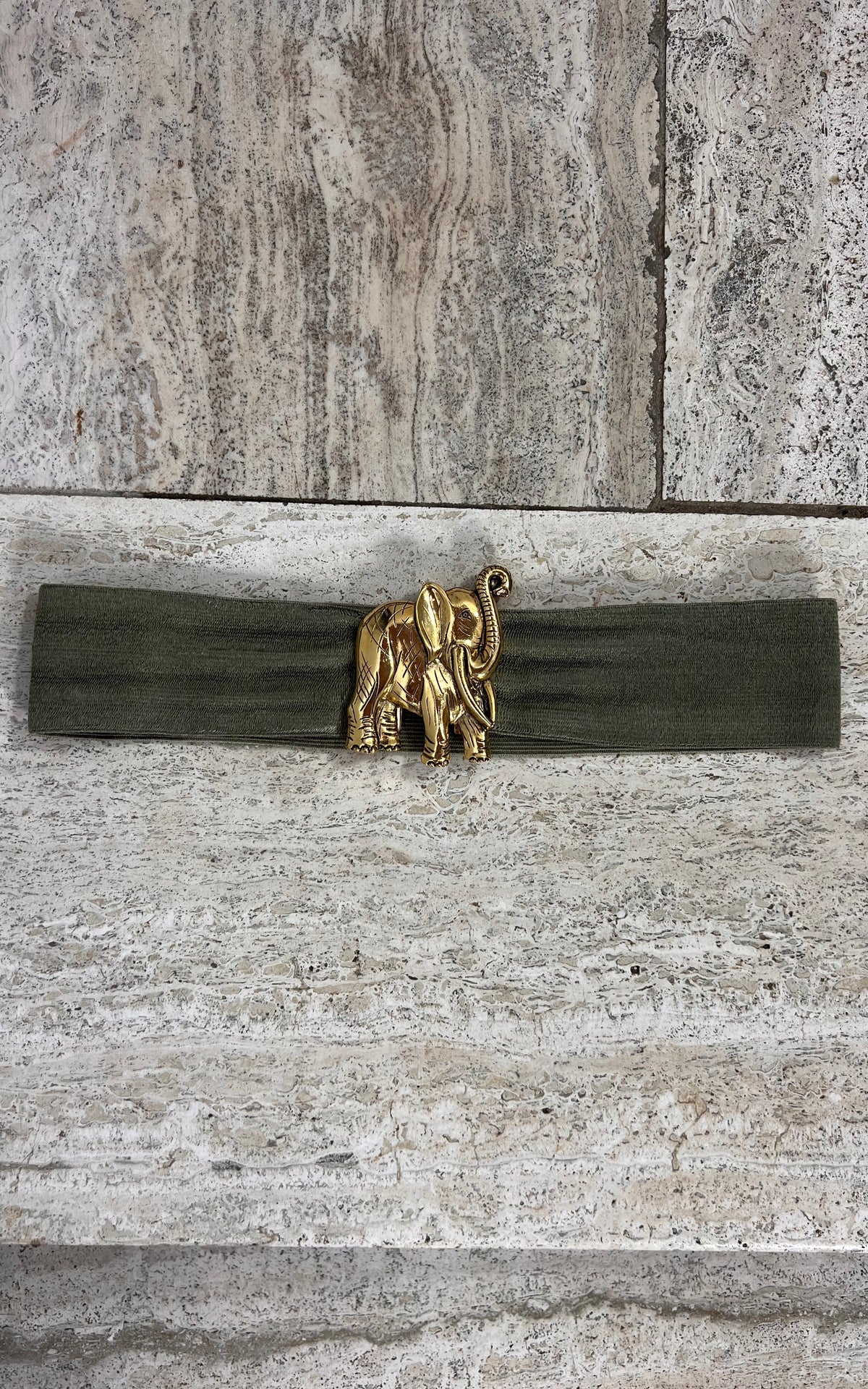 Vintage Sage Elephant Elastic Belt
