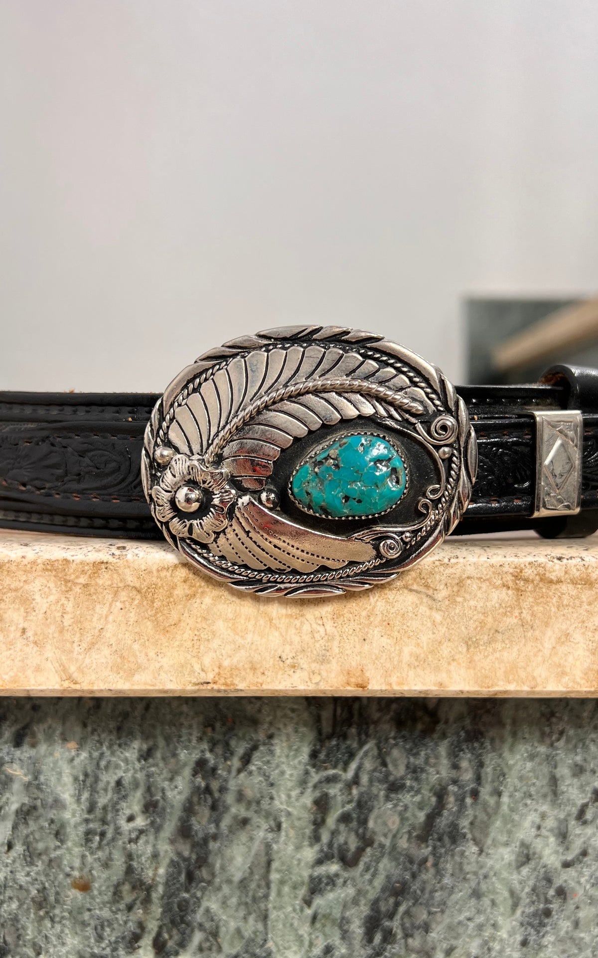 Vintage Textan Turquoise Leather Belt