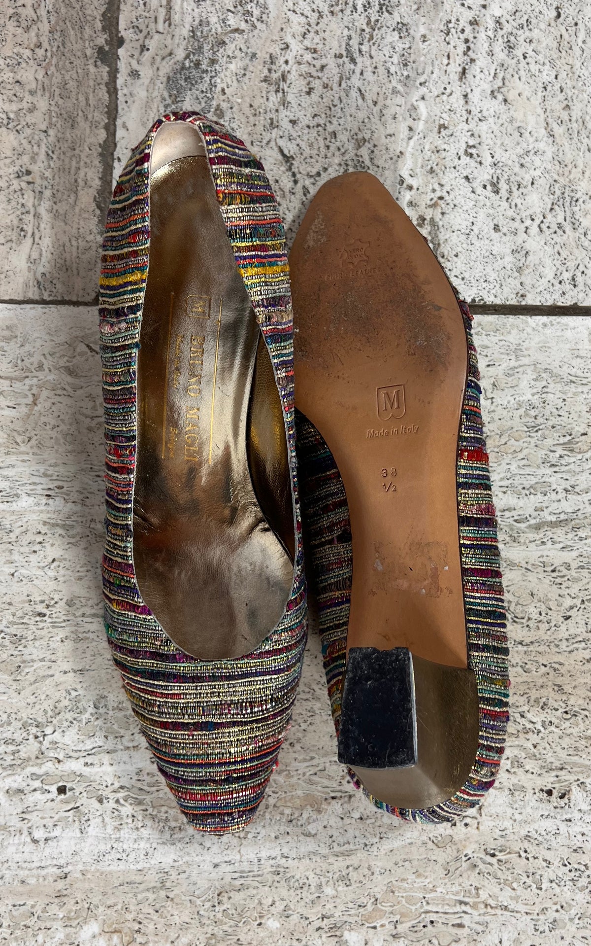 Vintage Gold Woven Bruno Magli Pumps 38,5