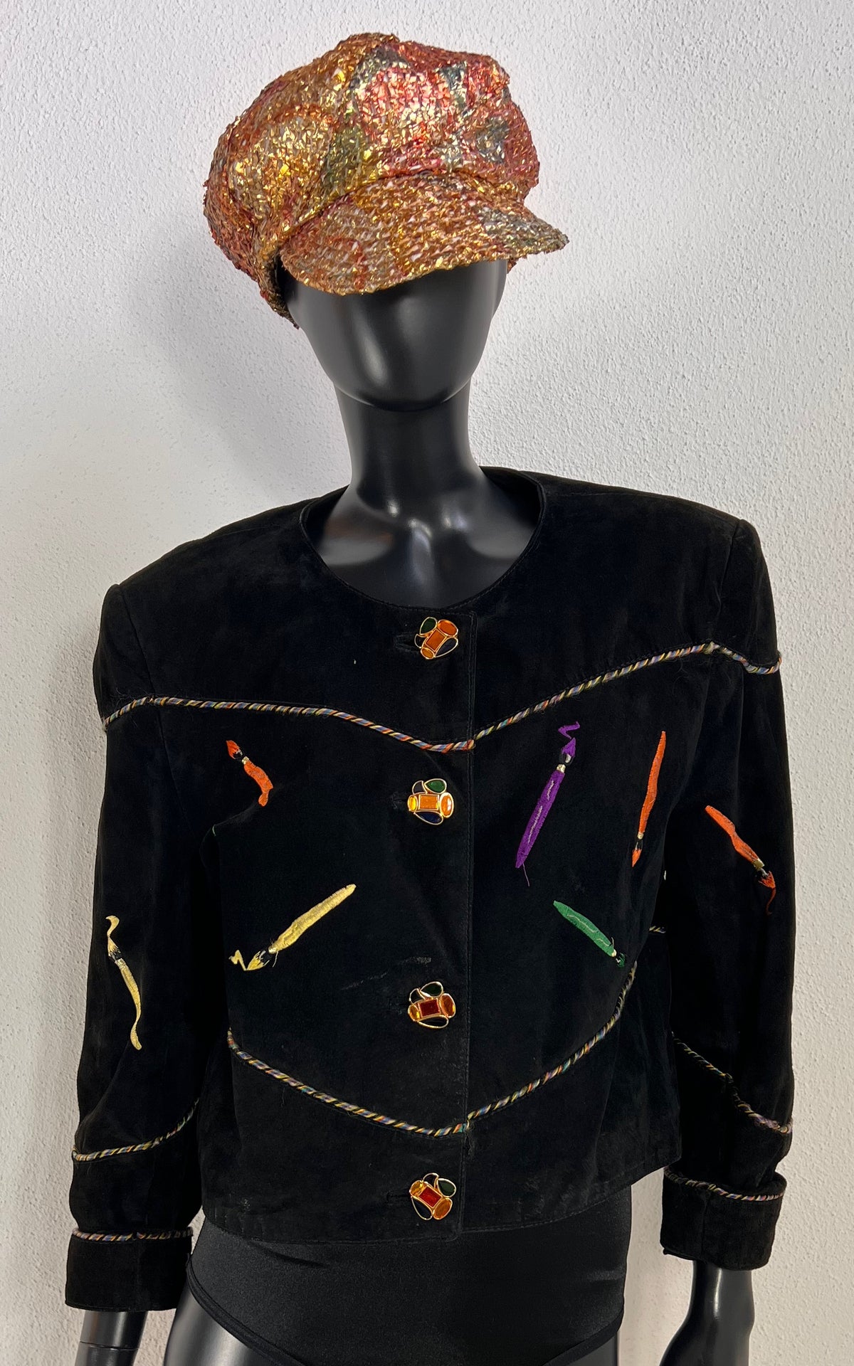 Vintage 90s Paint Brush Suede Jacket