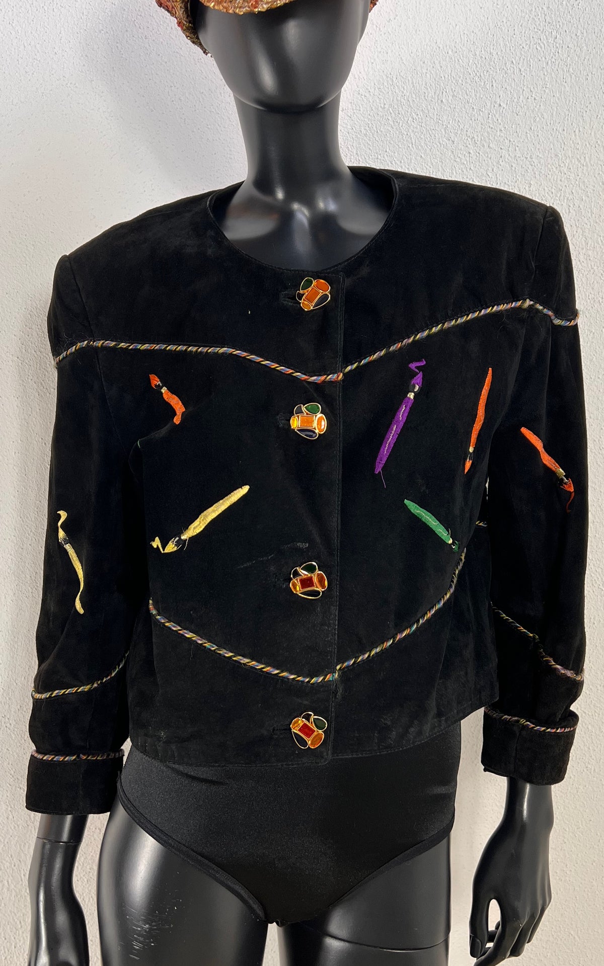 Vintage 90s Paint Brush Suede Jacket