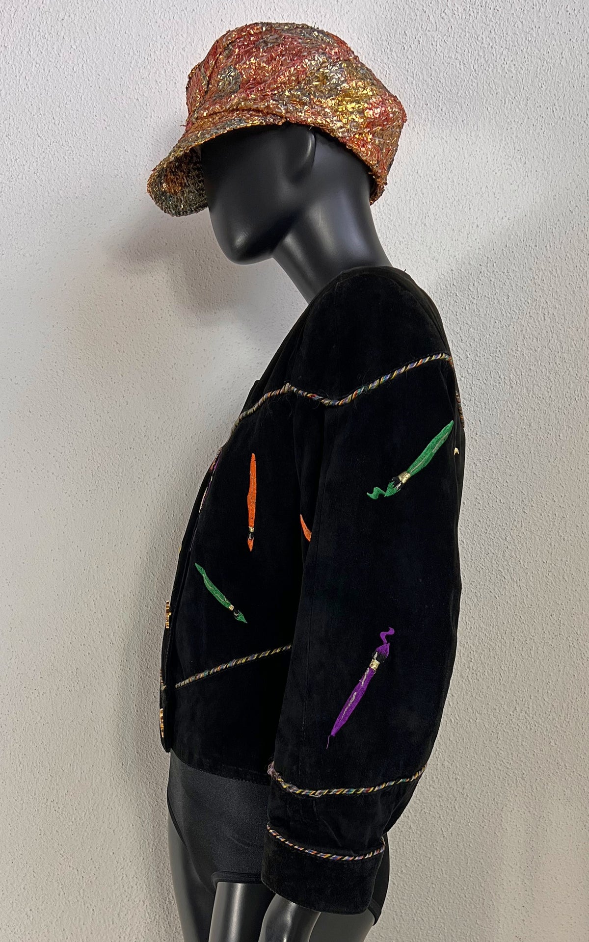 Vintage 90s Paint Brush Suede Jacket