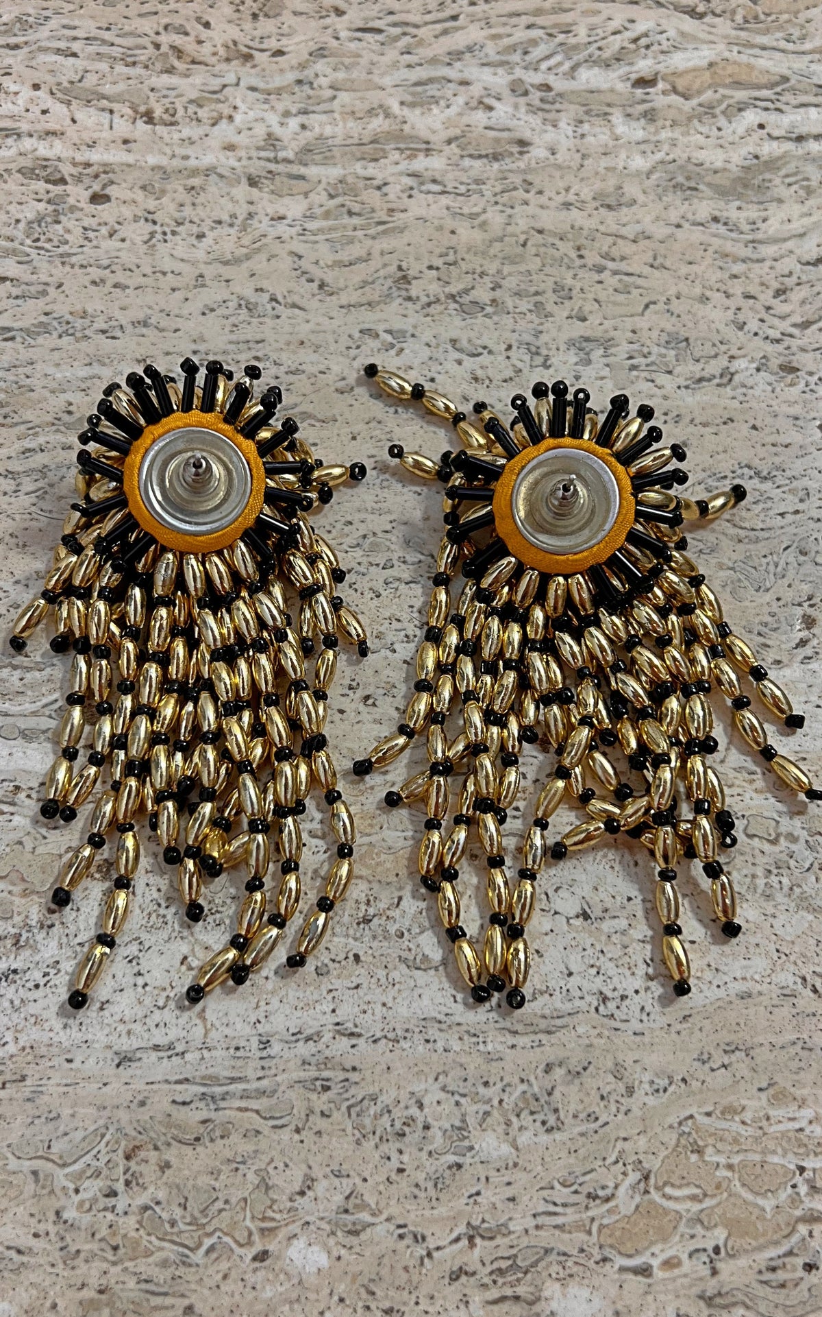 Vintage 70s Beaded Fringe Earrings