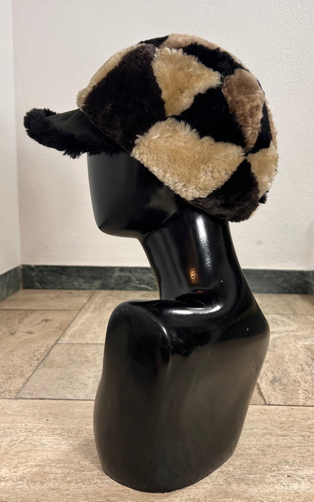 Vintage 70s Shearling Baker Boy Hat