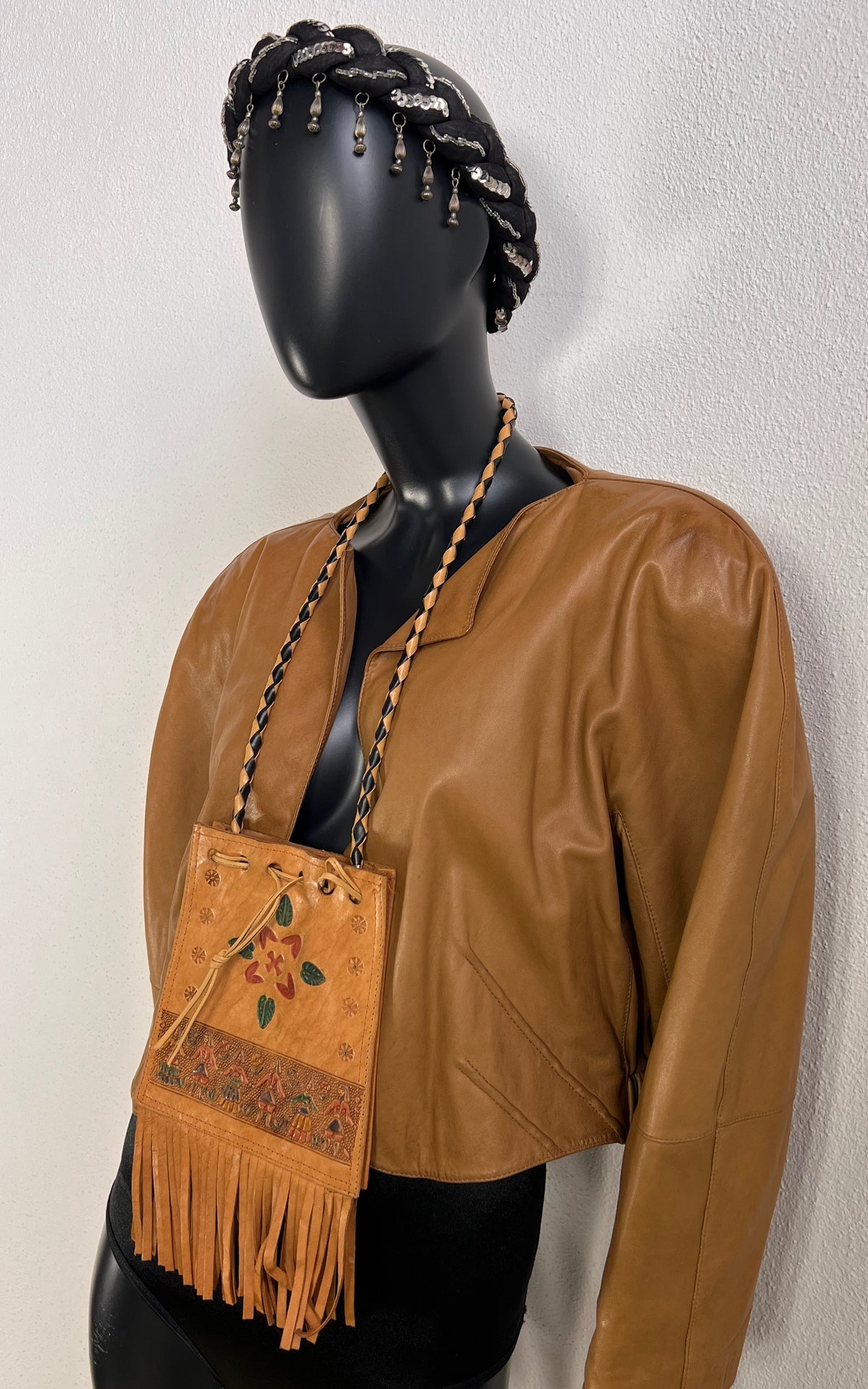 Vintage Mexican Fringed Chest Pouch Bag