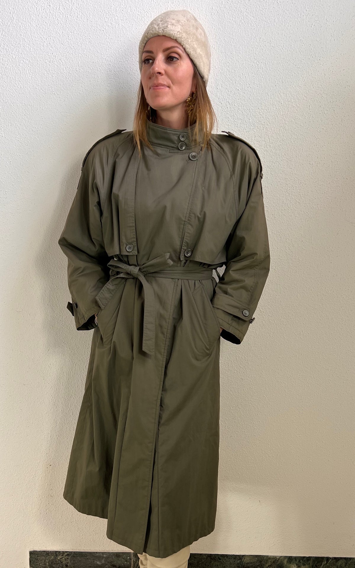 Vintage 1980s Olive Green Trench Coat