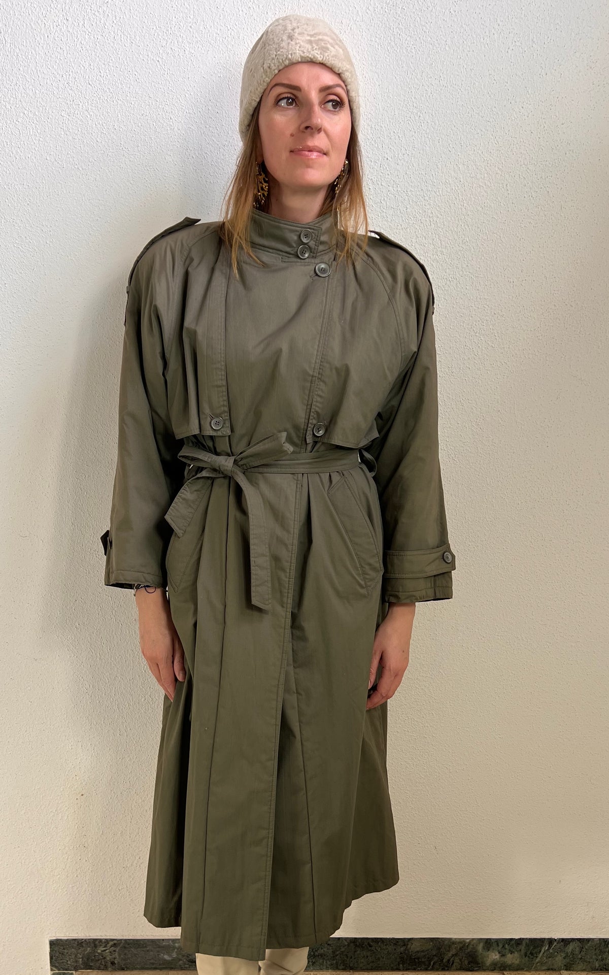 Vintage 1980s Olive Green Trench Coat