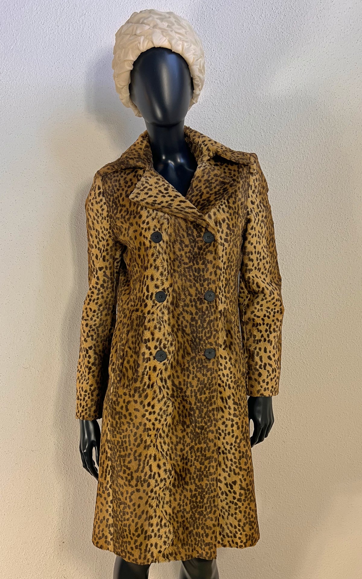 Vintage 90s Kookai leopard-print faux-fur coat