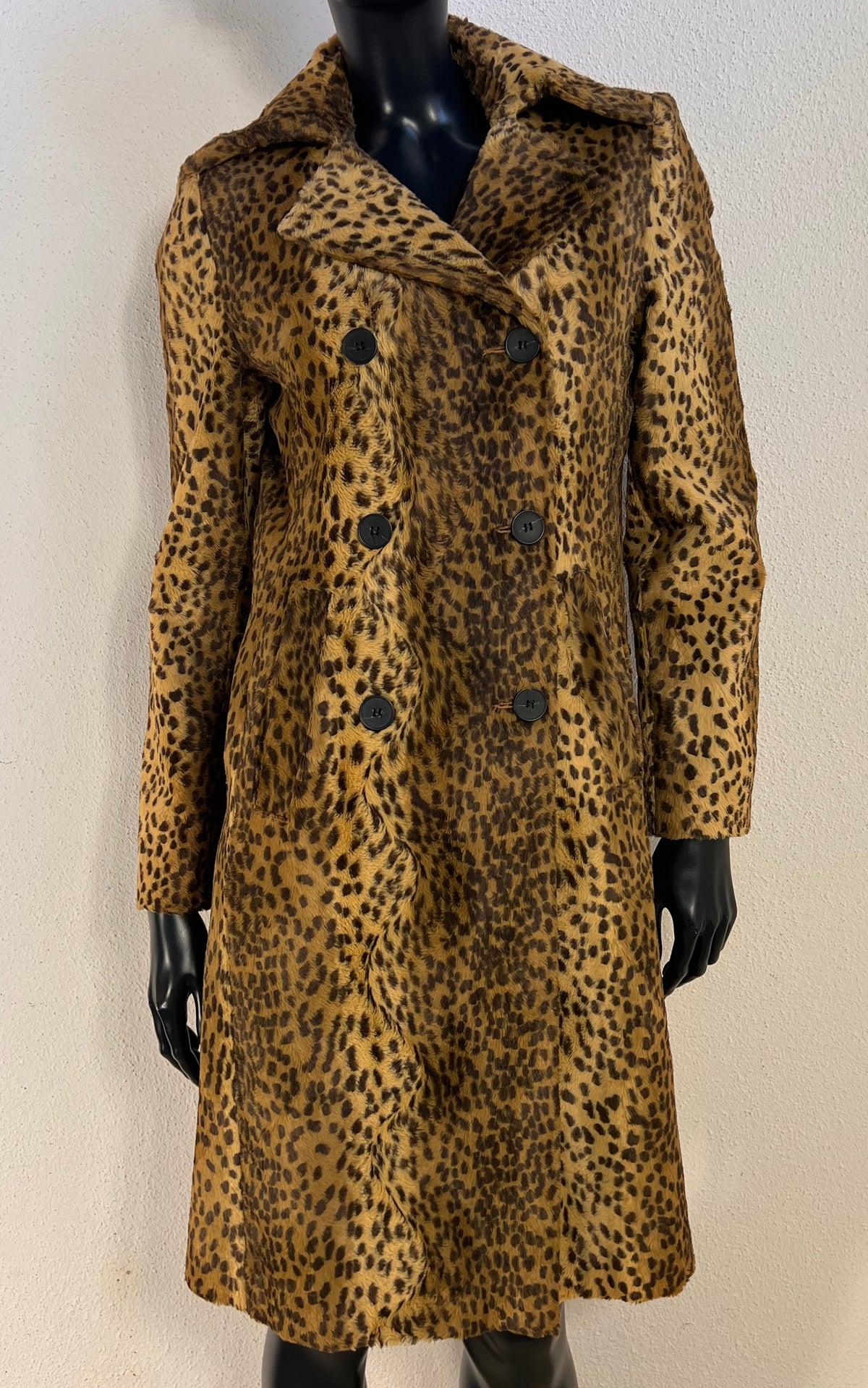 Vintage 90s Kookai leopard-print faux-fur coat