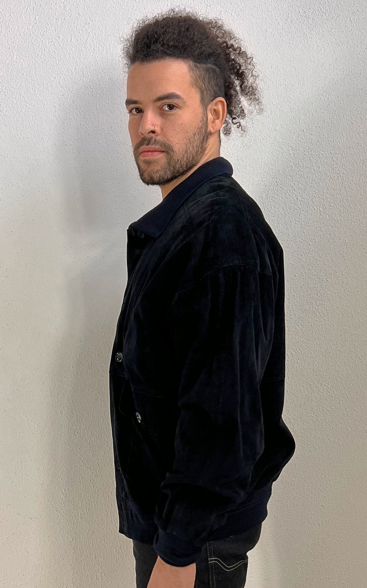 Vintage MENS Darkblue Suede Blouson Jacket