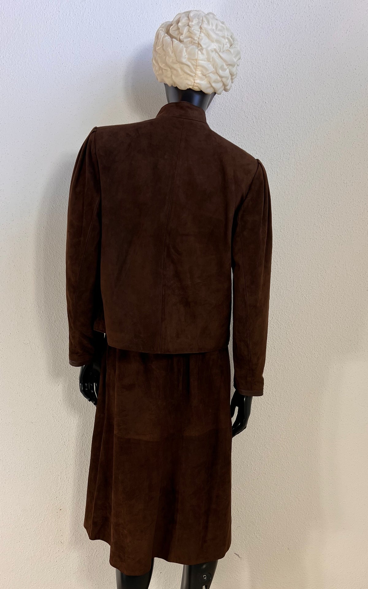 Vintage 1980s Brown Suede Leather Two-Piece Skirt Suit – Creation Bernard