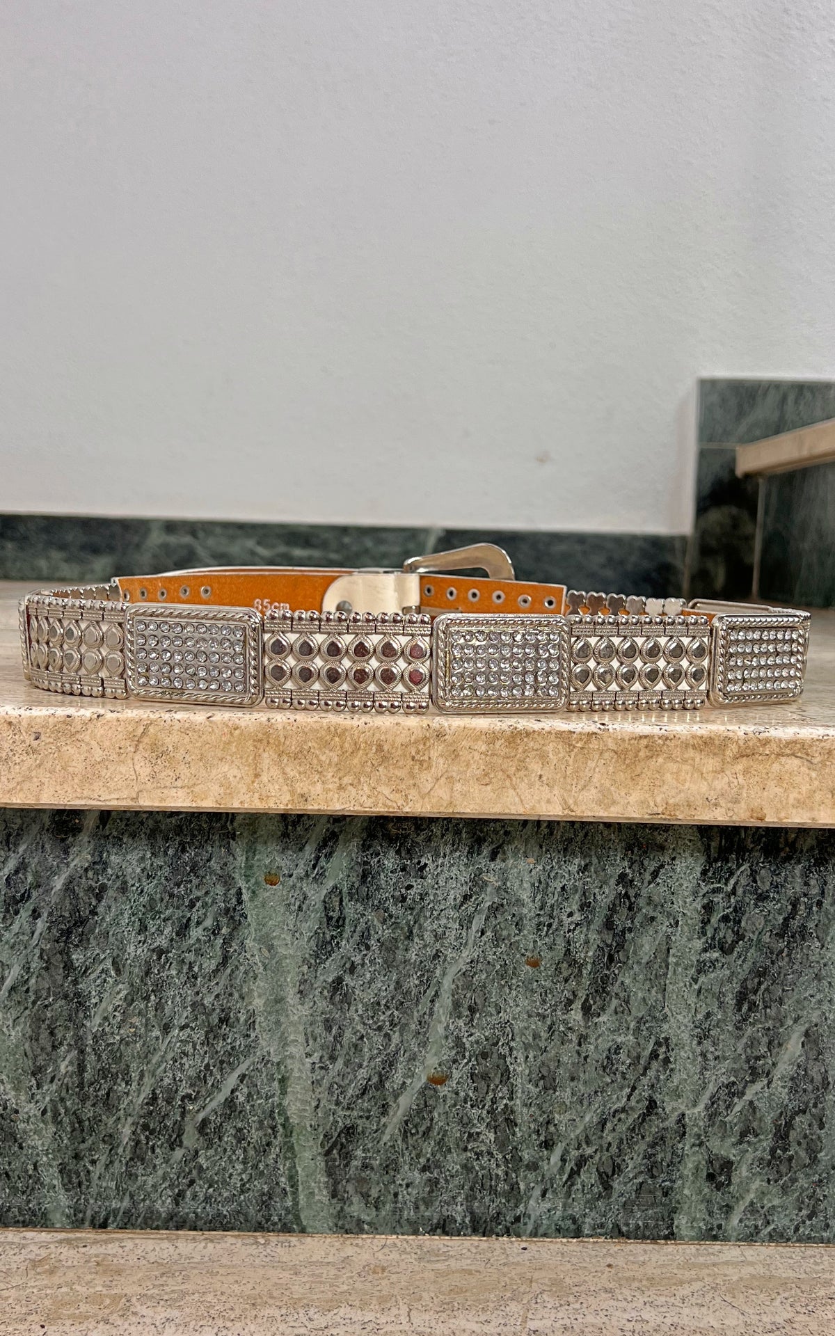 Vintage 90s Metal and Rhinestone Belt