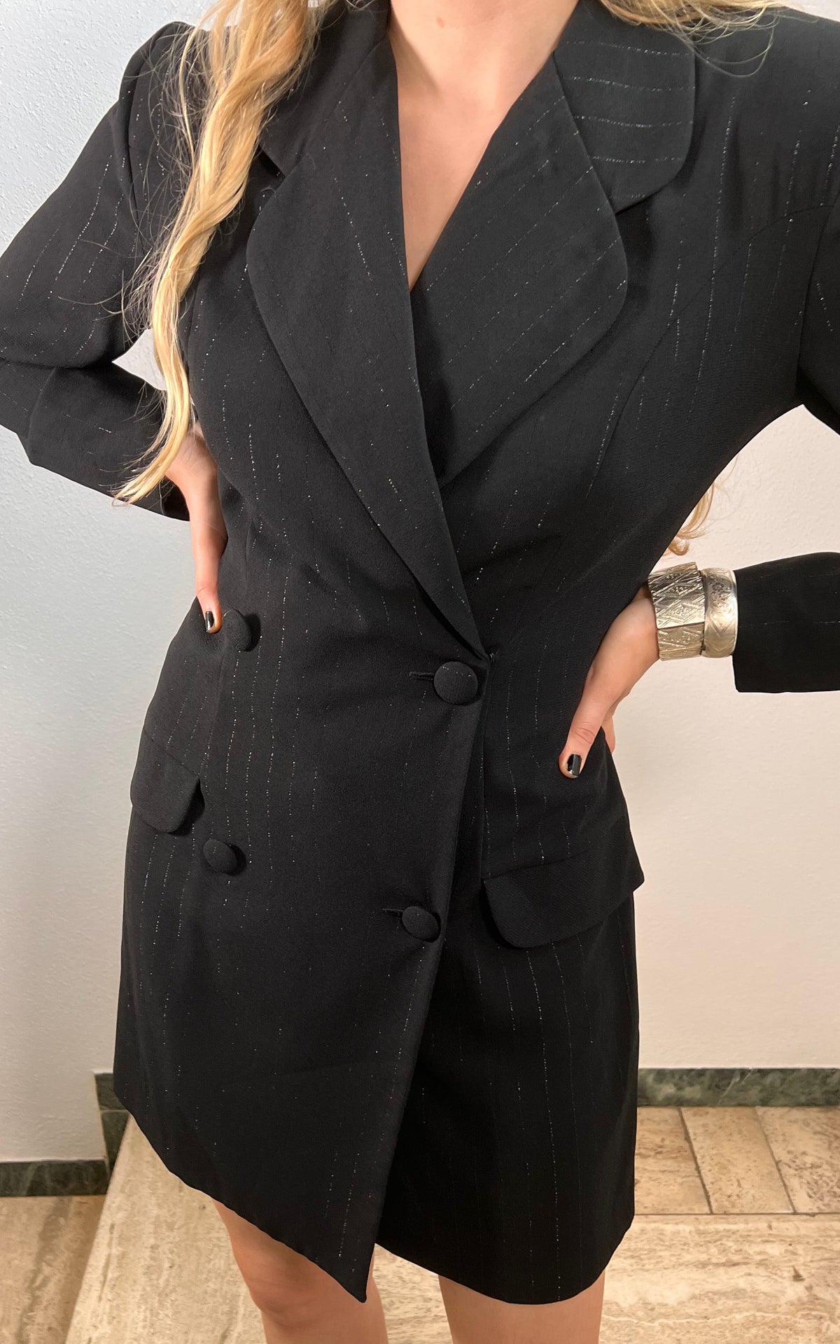 Vintage 90s Joseph Ribkoff Pinstripe Playsuit