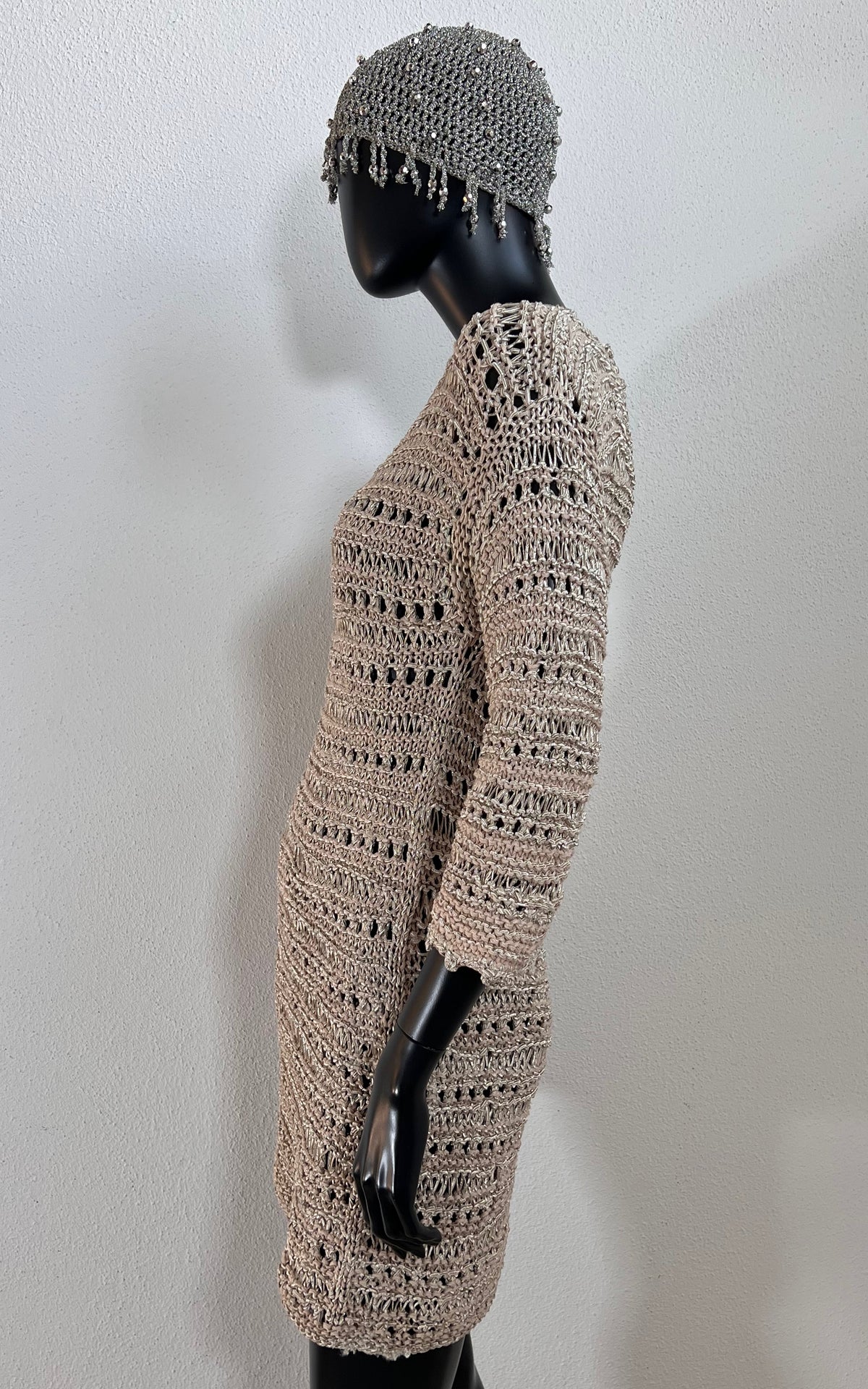 Vintage Metallic Yarn Crochet Dress Handmade