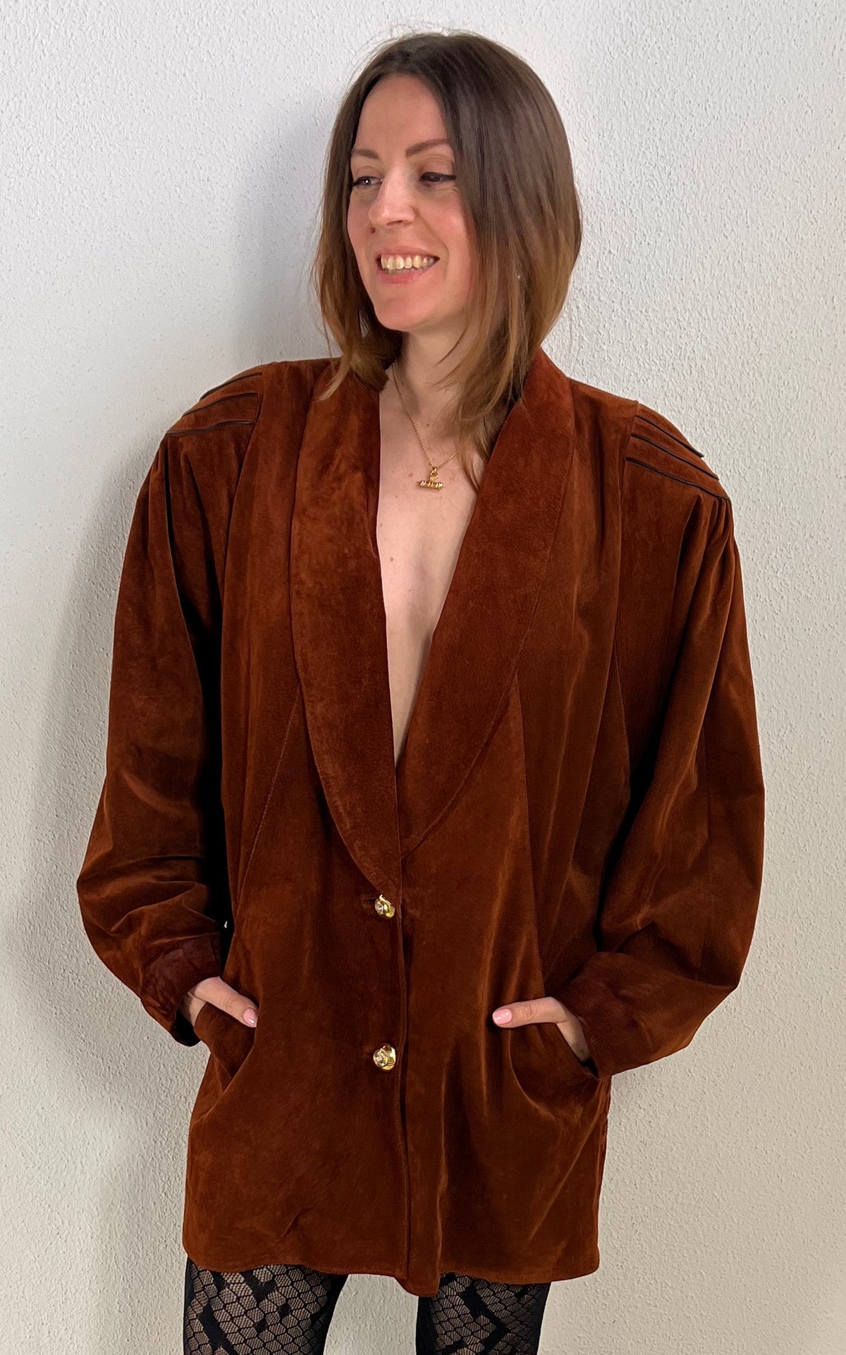 Vintage Chestnut Brown Suede Jacket
