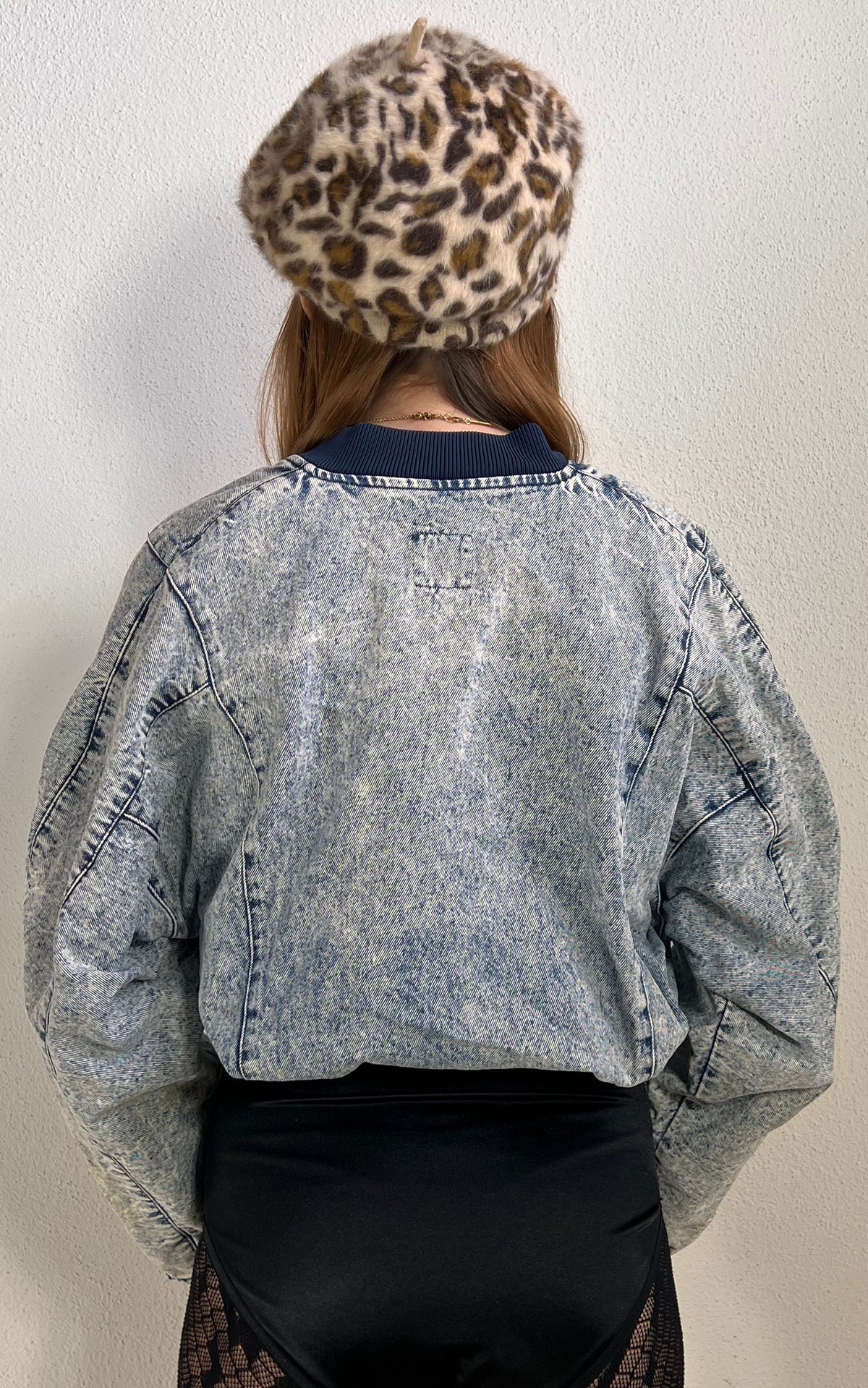 Vintage Acid Wash Denim Bomber Jacket
