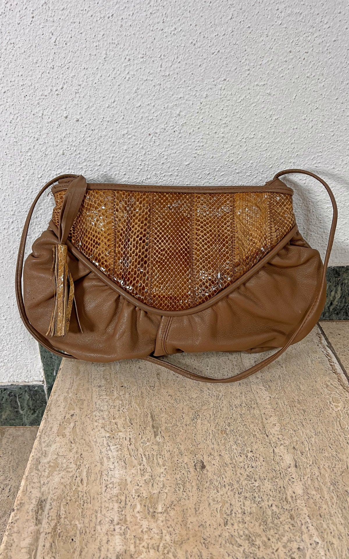 Vintage 80s Snakeskin Pouch Bag