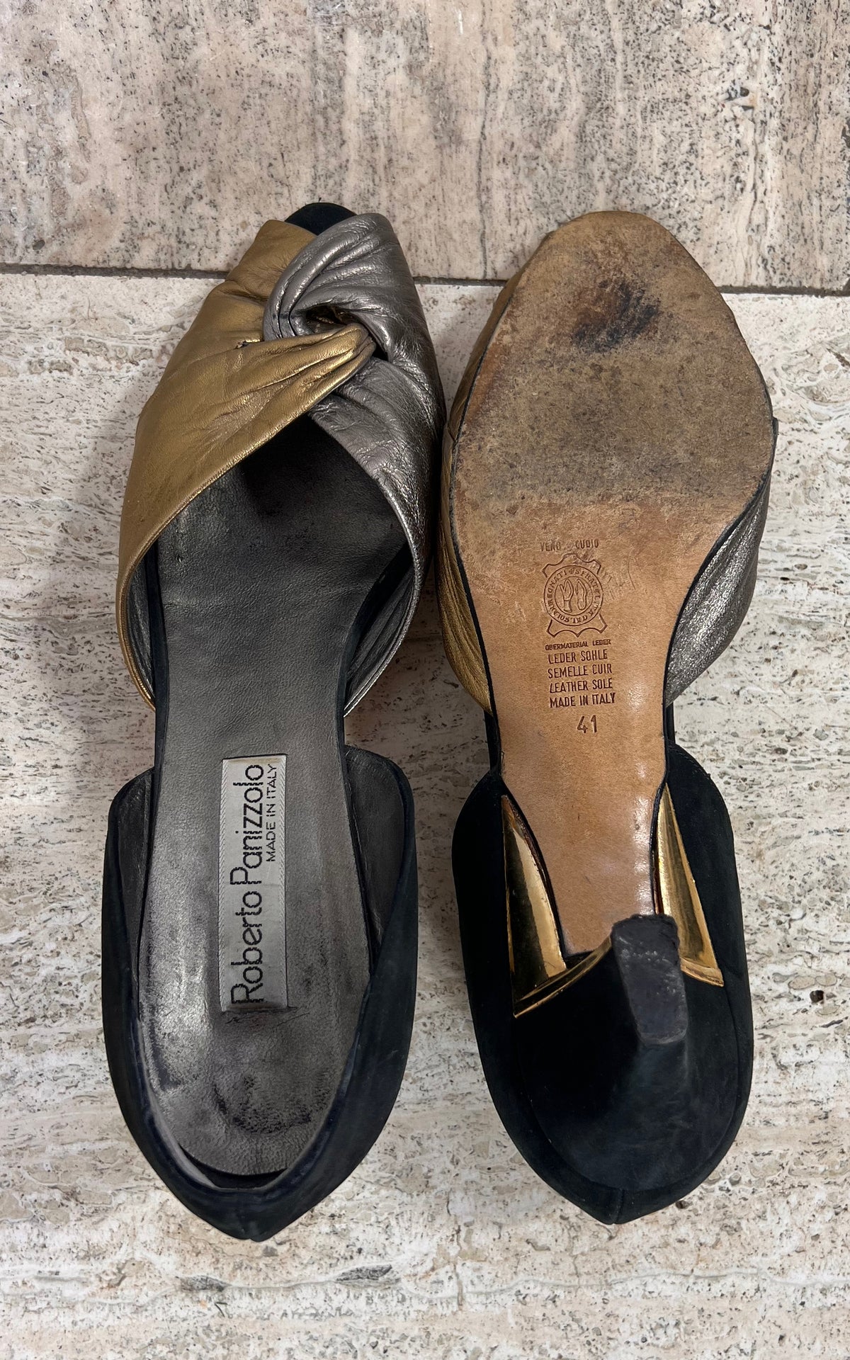 Vintage 80s Two-Tone Leather Heels 41