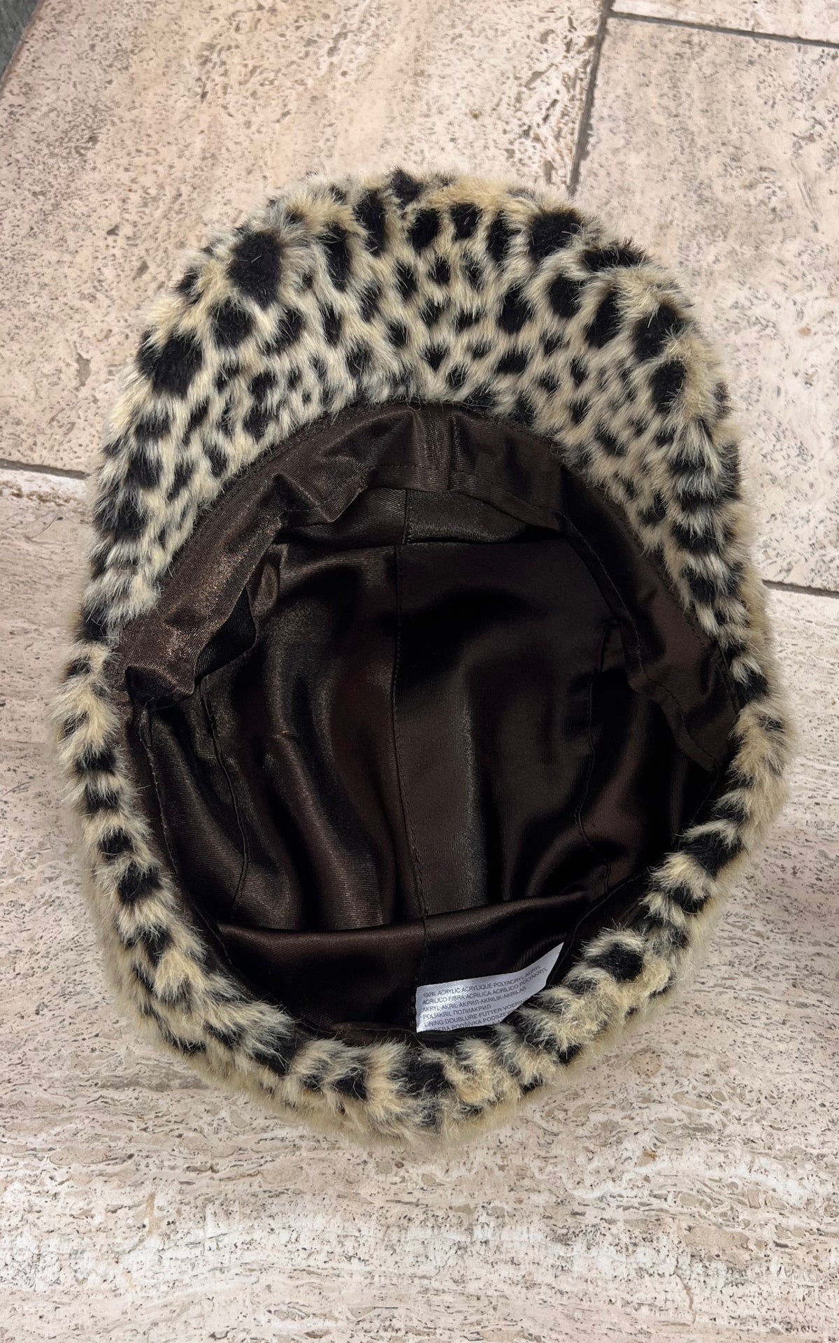 Leopard Print Faux Fur Baker Boy Hat