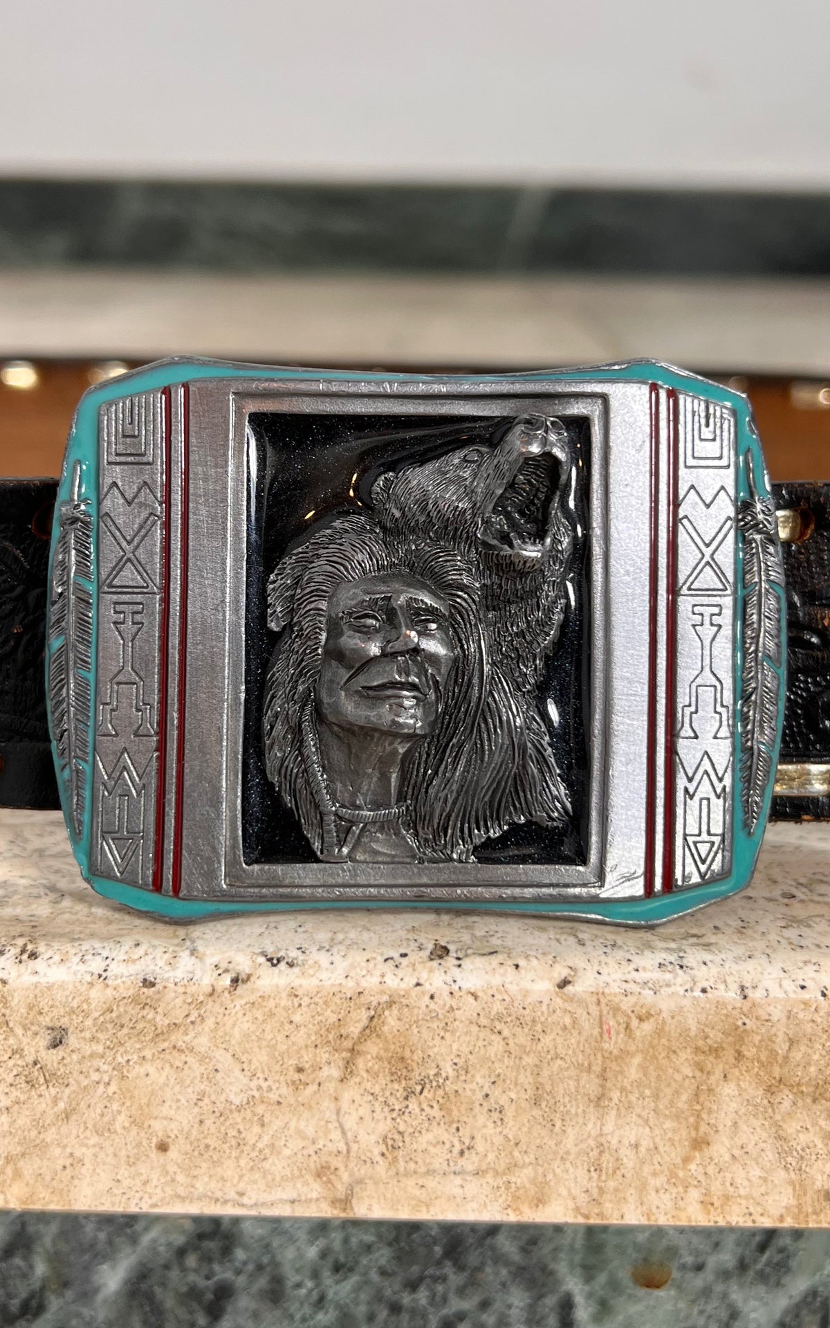 Vintage MENS ''Native American Bear ' The Guardian' by Johnny Lee Gibson Belt