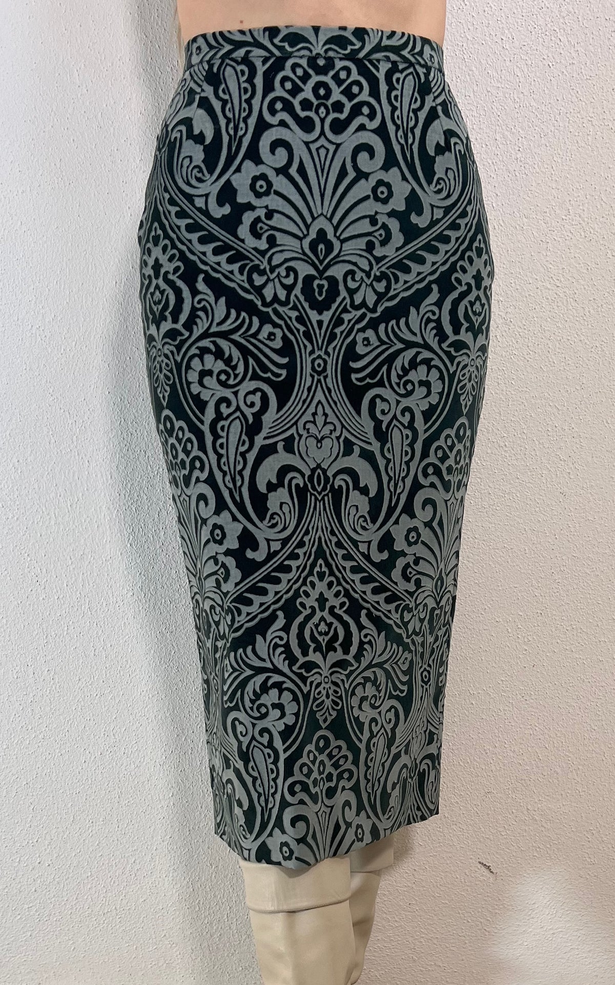 Vintage Fall 1998 Dolce and Gabbana Burn Out Velvet Skirt