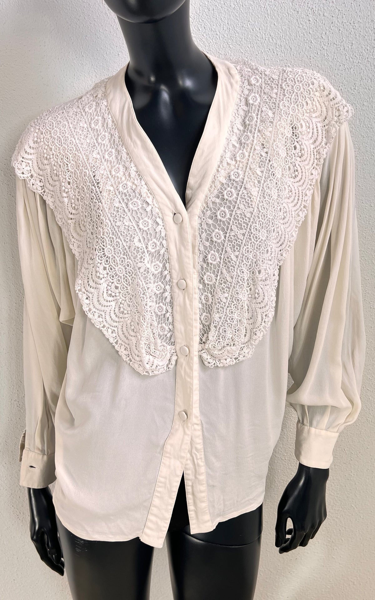 Vintage Lace Collar Silk Blouse