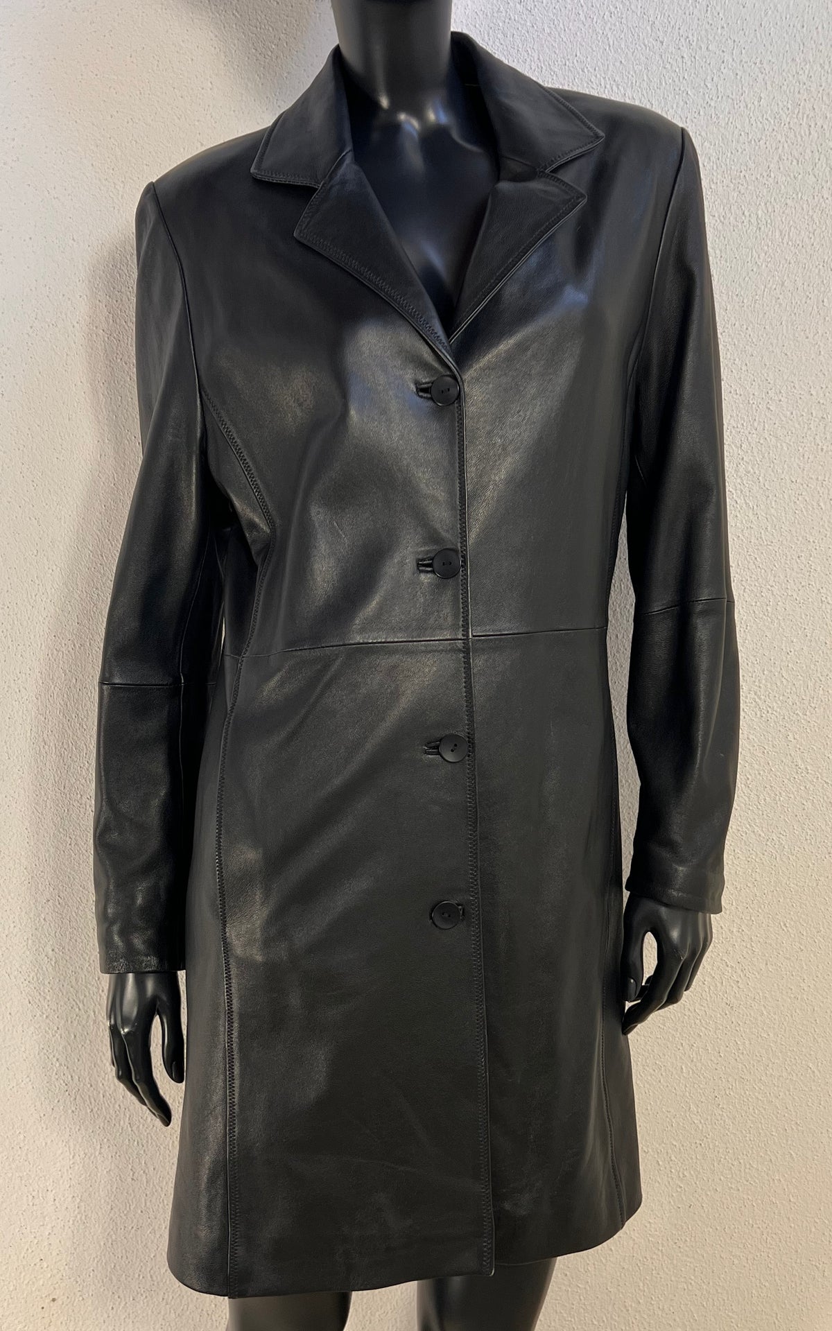 Vintage Y2K Black Lambskin Leather Coat by Cabrini