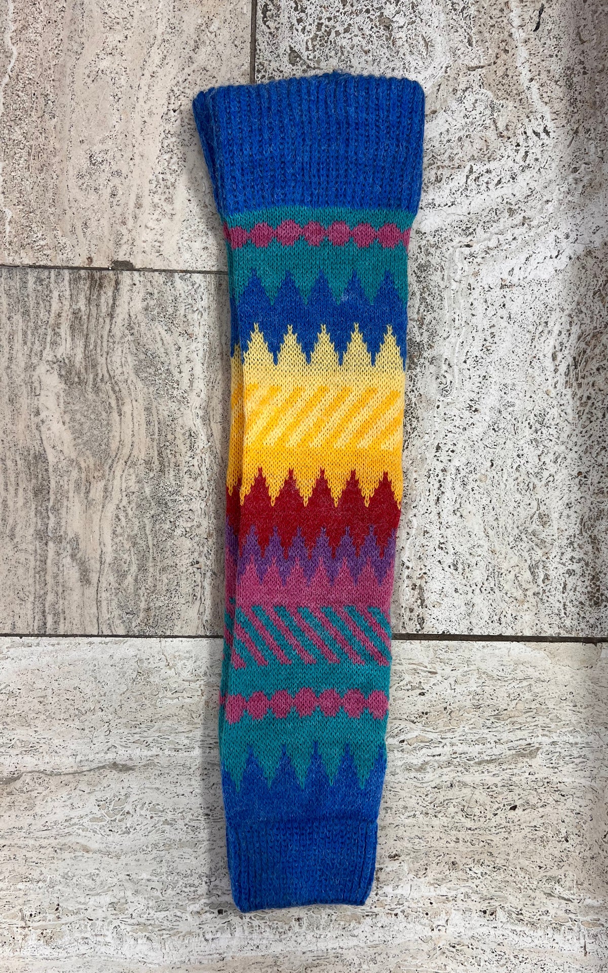 Vintage 80s Colourful Geometric Knit Leg Warmers