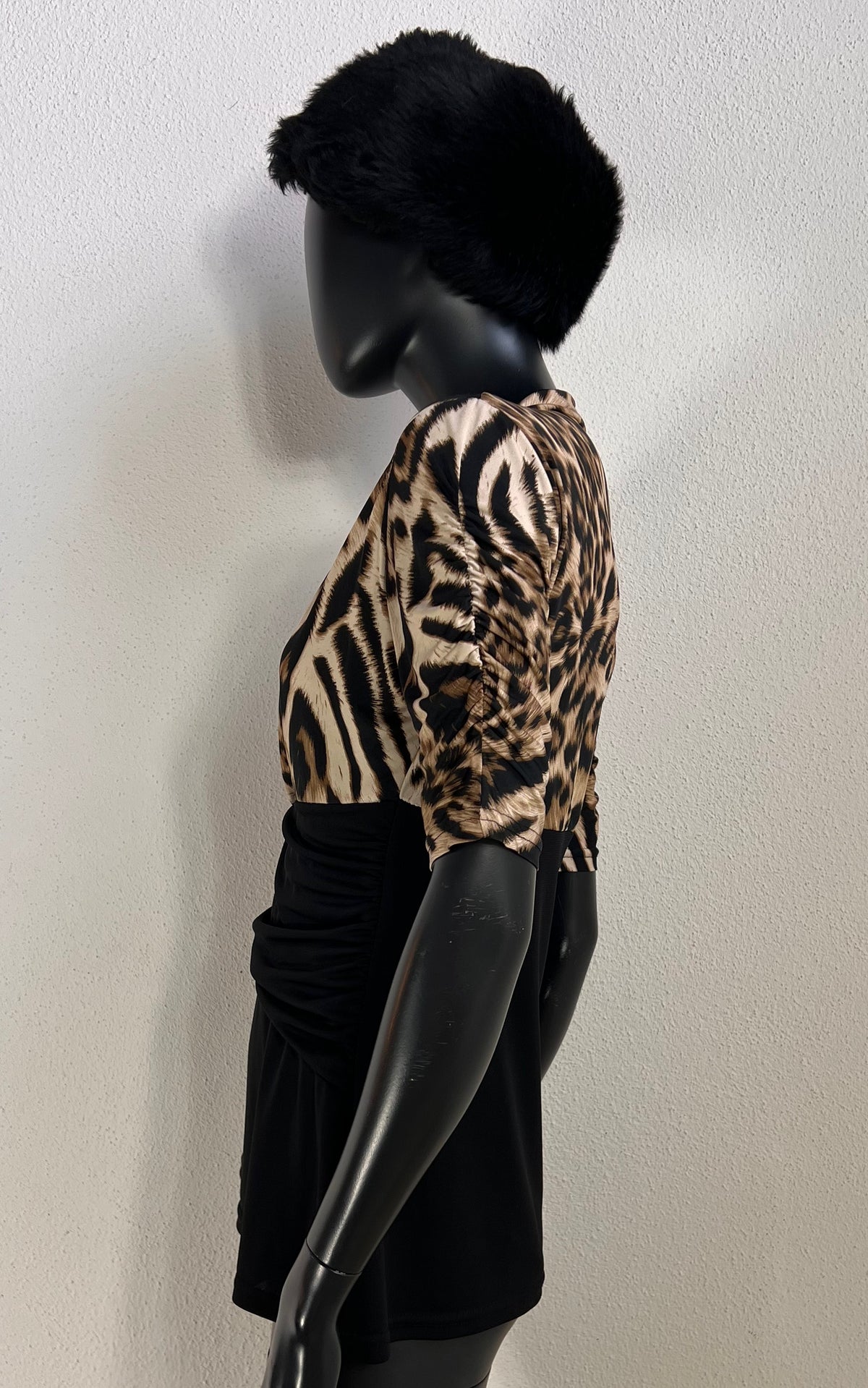 Y2K Jus d’Orange Paris Animal Print Top with Ruched Waist & Star Buckle