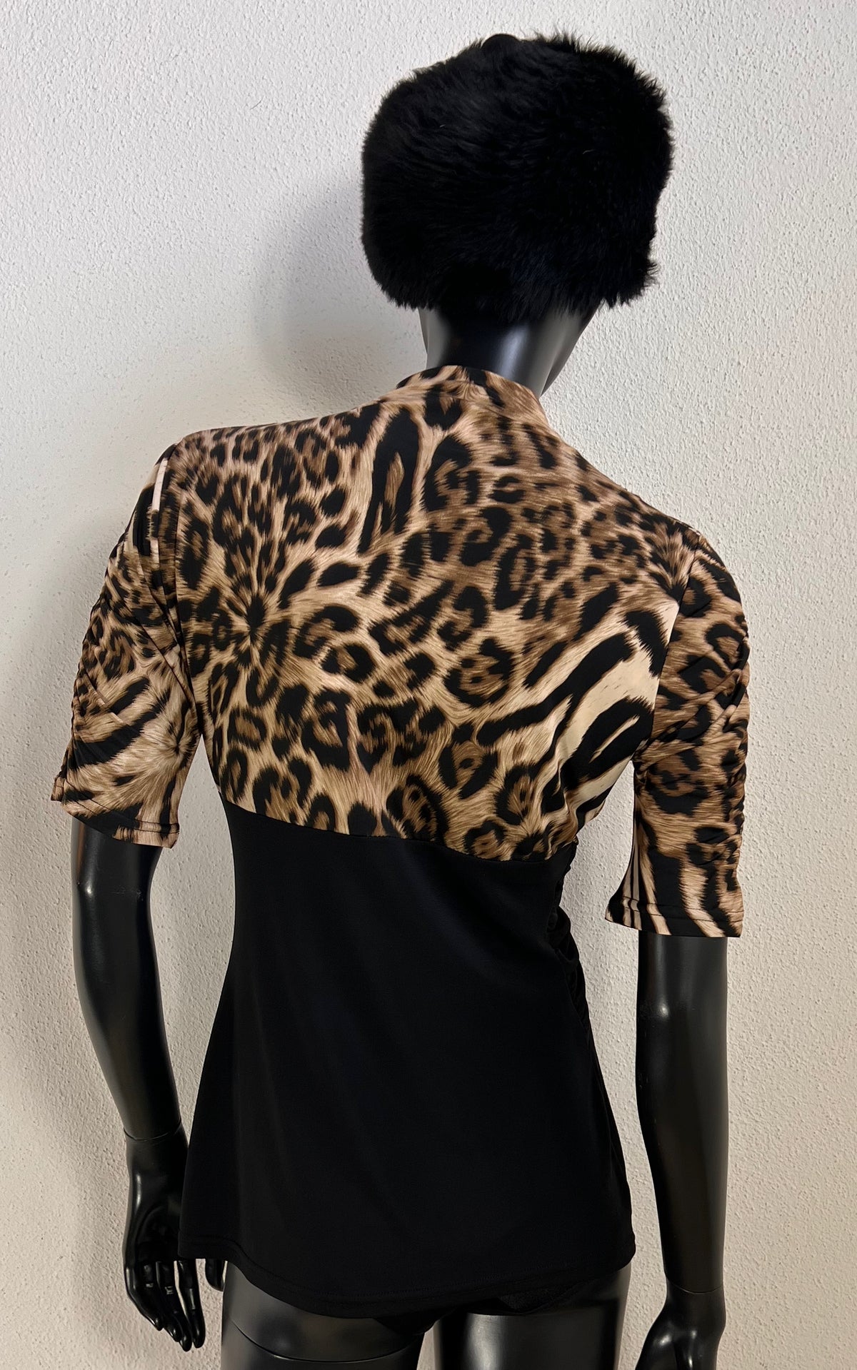 Y2K Jus d’Orange Paris Animal Print Top with Ruched Waist & Star Buckle