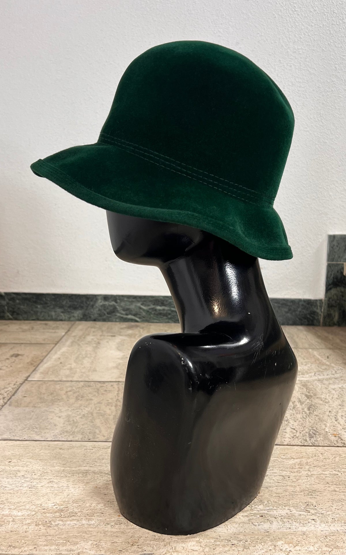 Vintage 1970s Felt Floppy Hat Emerald Green