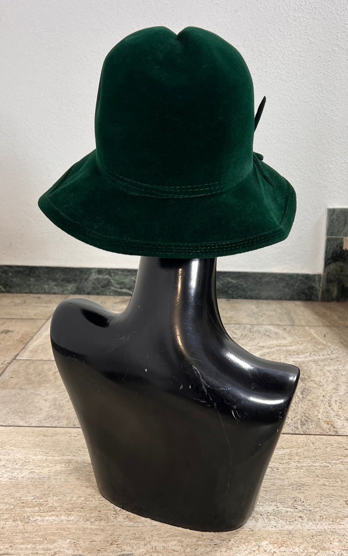 Vintage 1970s Felt Floppy Hat Emerald Green