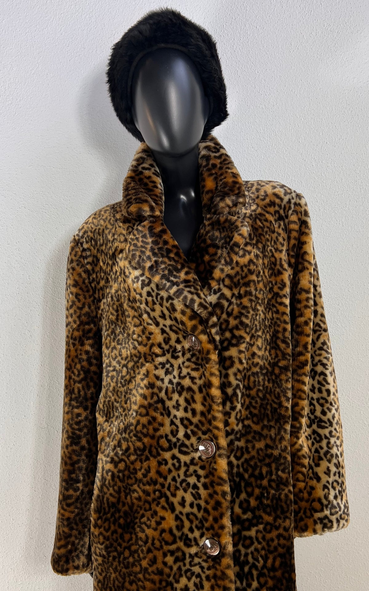 Vintage Giorgio Mobiani Leopard Print Faux Fur Coat