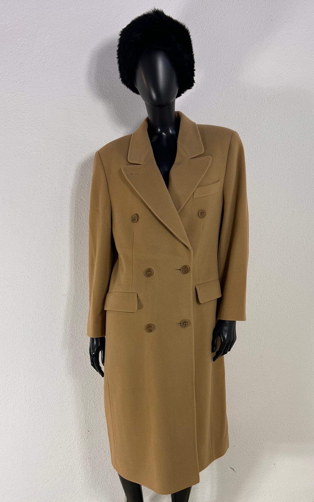 Vintage DAKS Signature Camel Wool & Cashmere Double-Breasted Coat
