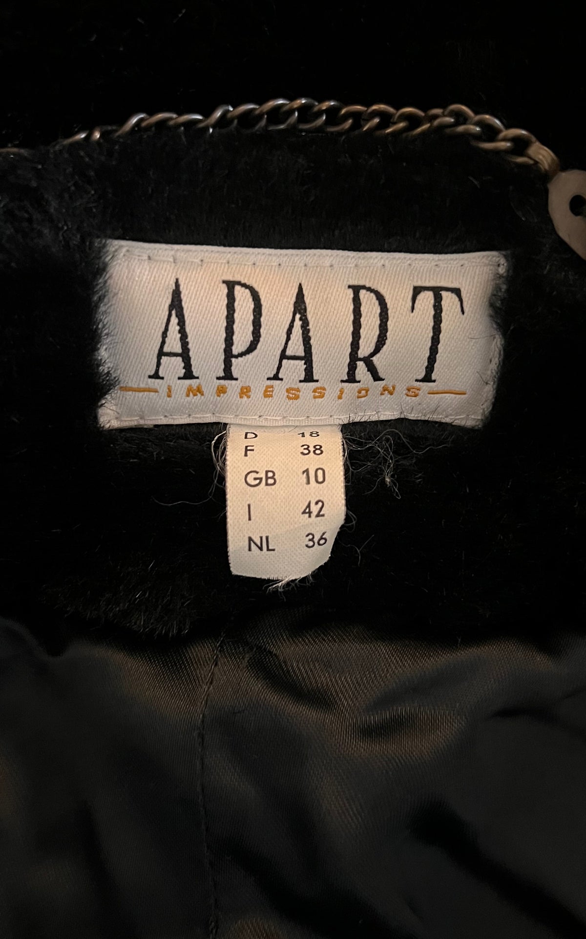 Vintage APART Impressions Black Faux Fur Coat with Statement Collar