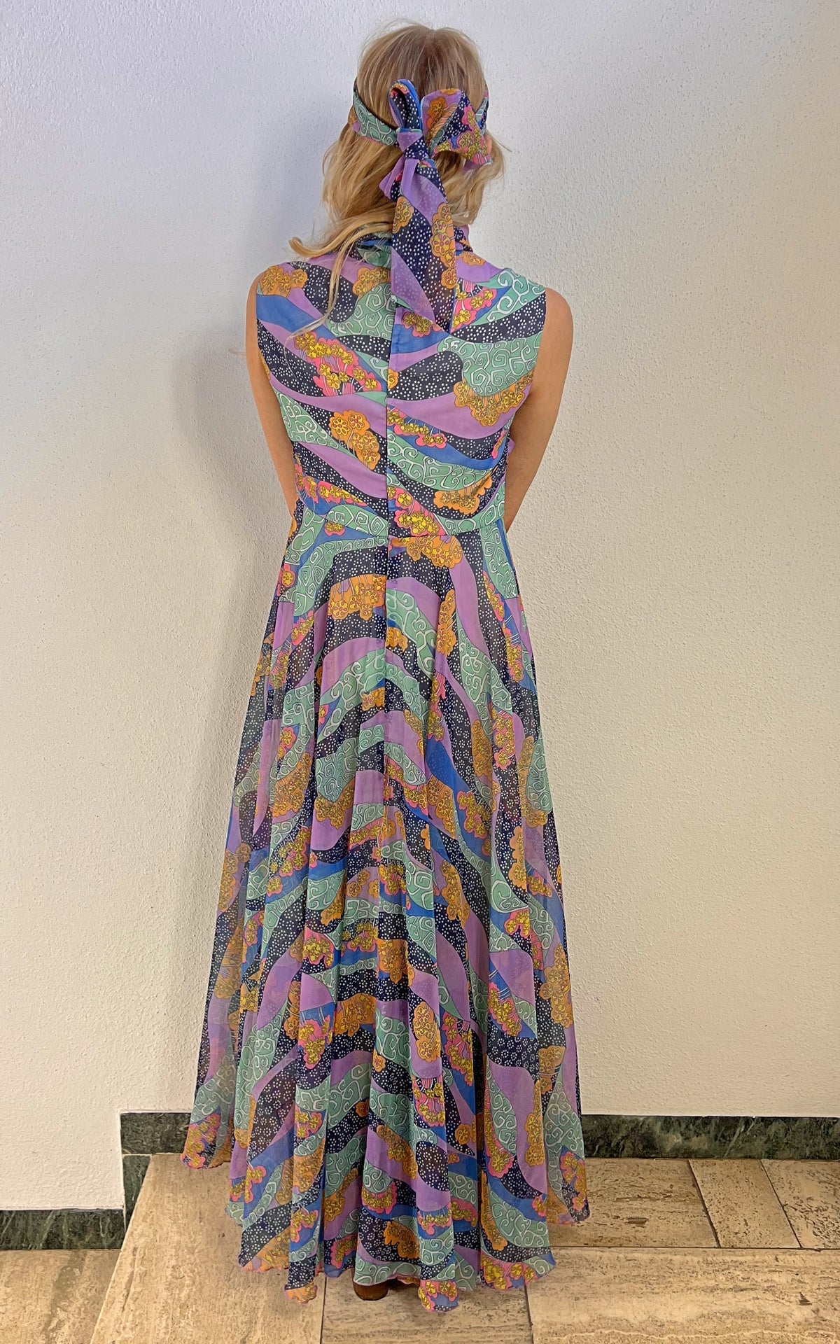 Vintage 70s Psychedelic Maxi Dress