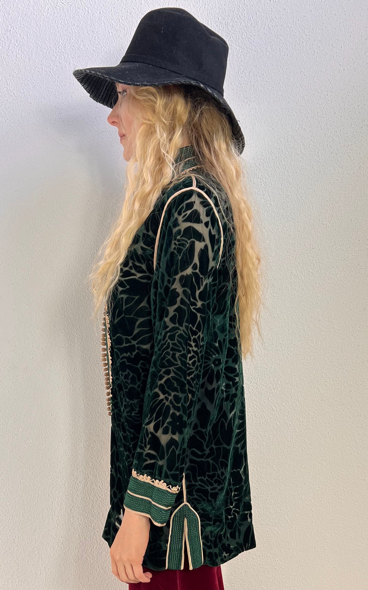 Maison du Caftan Burnout Velvet Shirt