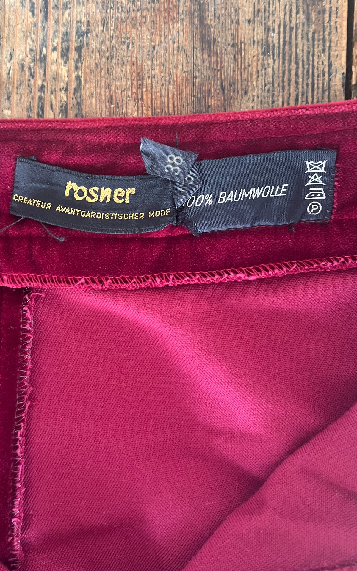 Vintage 70s Burgundy Red Velvet Flare