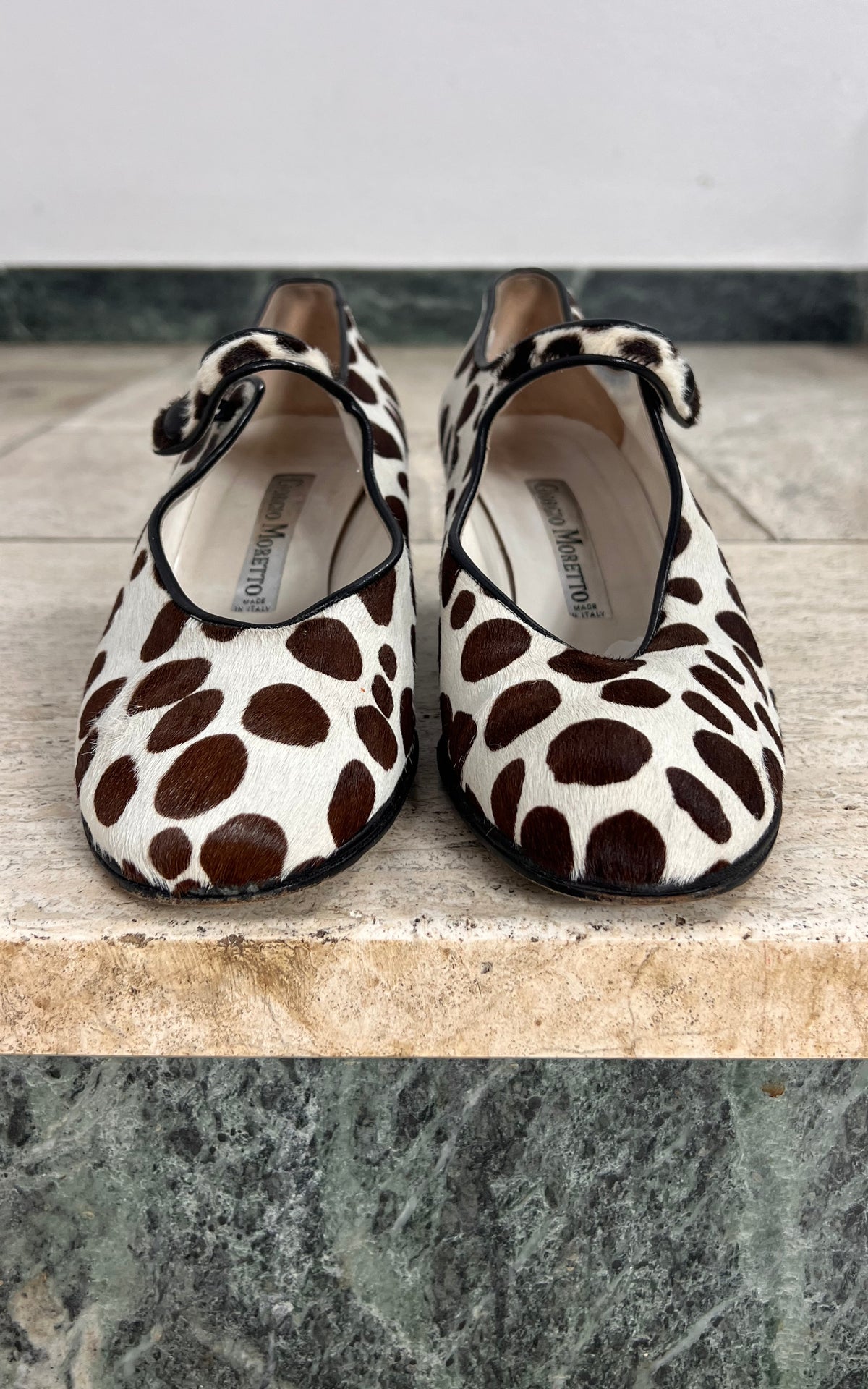 Vintage Giorgio Moretto Pony Hair Mary Jane Heels 40