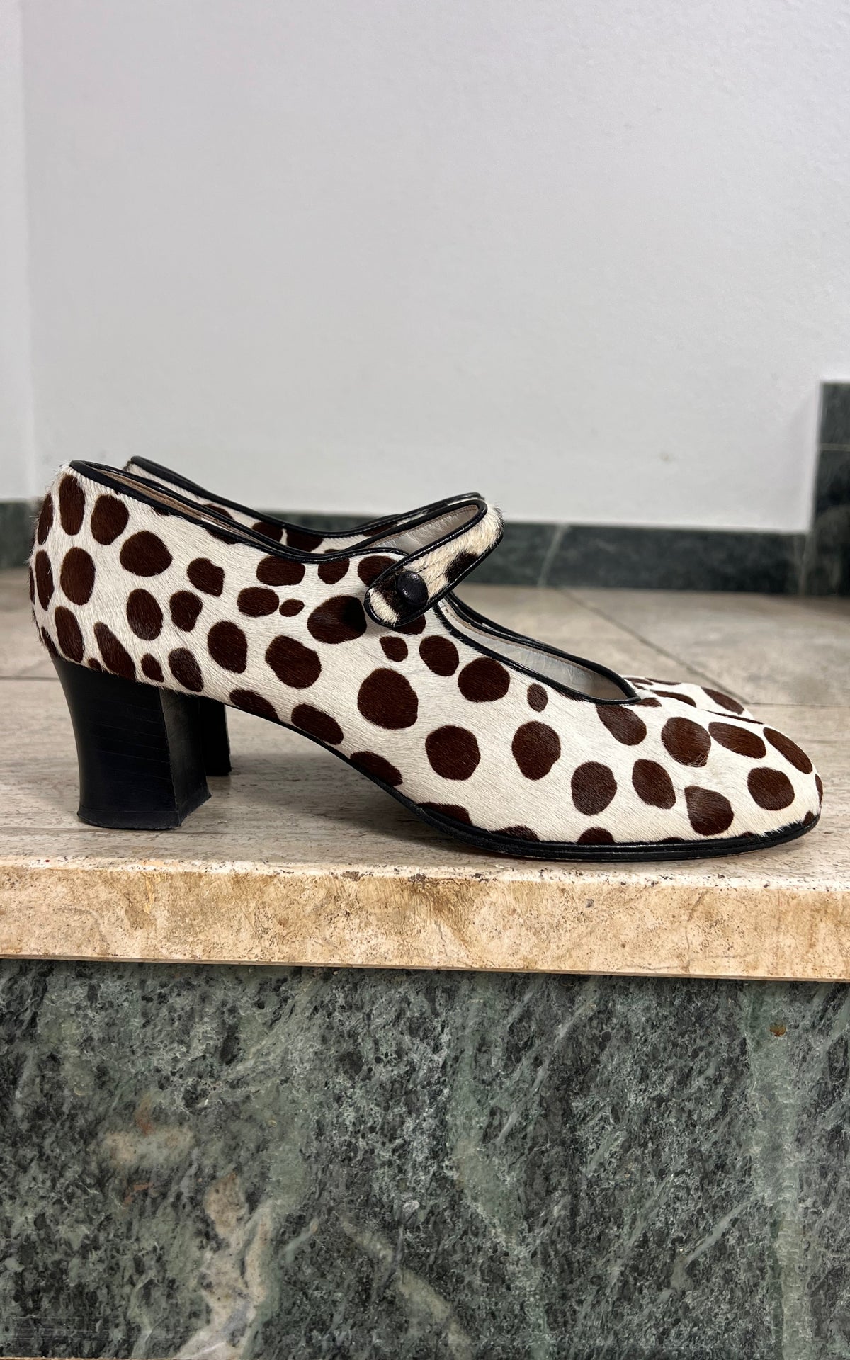 Vintage Giorgio Moretto Pony Hair Mary Jane Heels 40